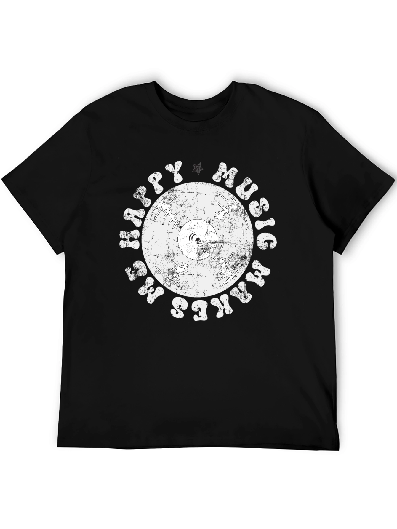 Retro Vinyl Music T-Shirt: Happy Music Makes Me Happy!