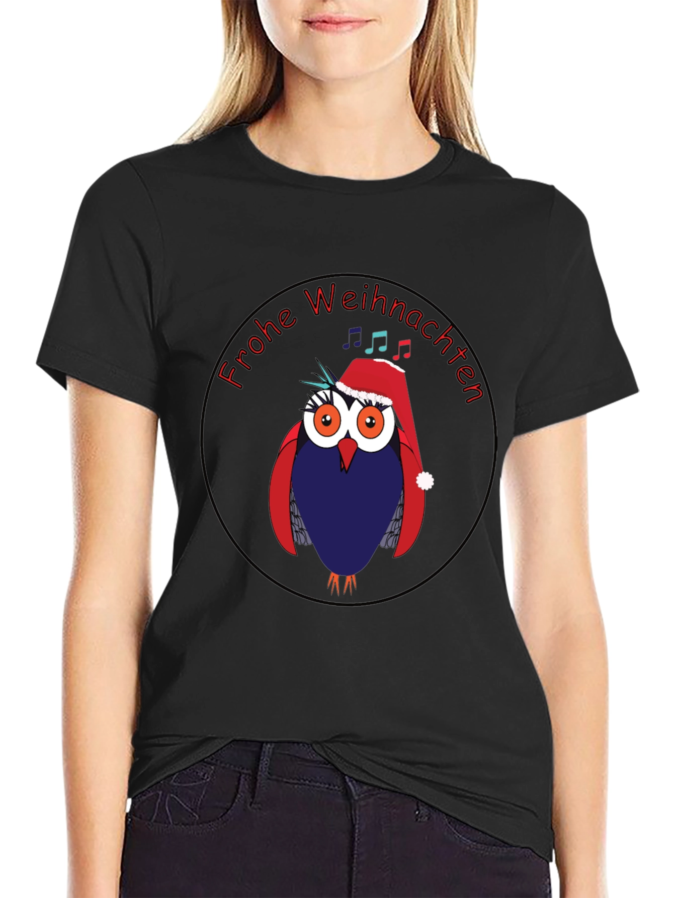 Festive Owl Christmas T-Shirt - Frohe Weihnachten