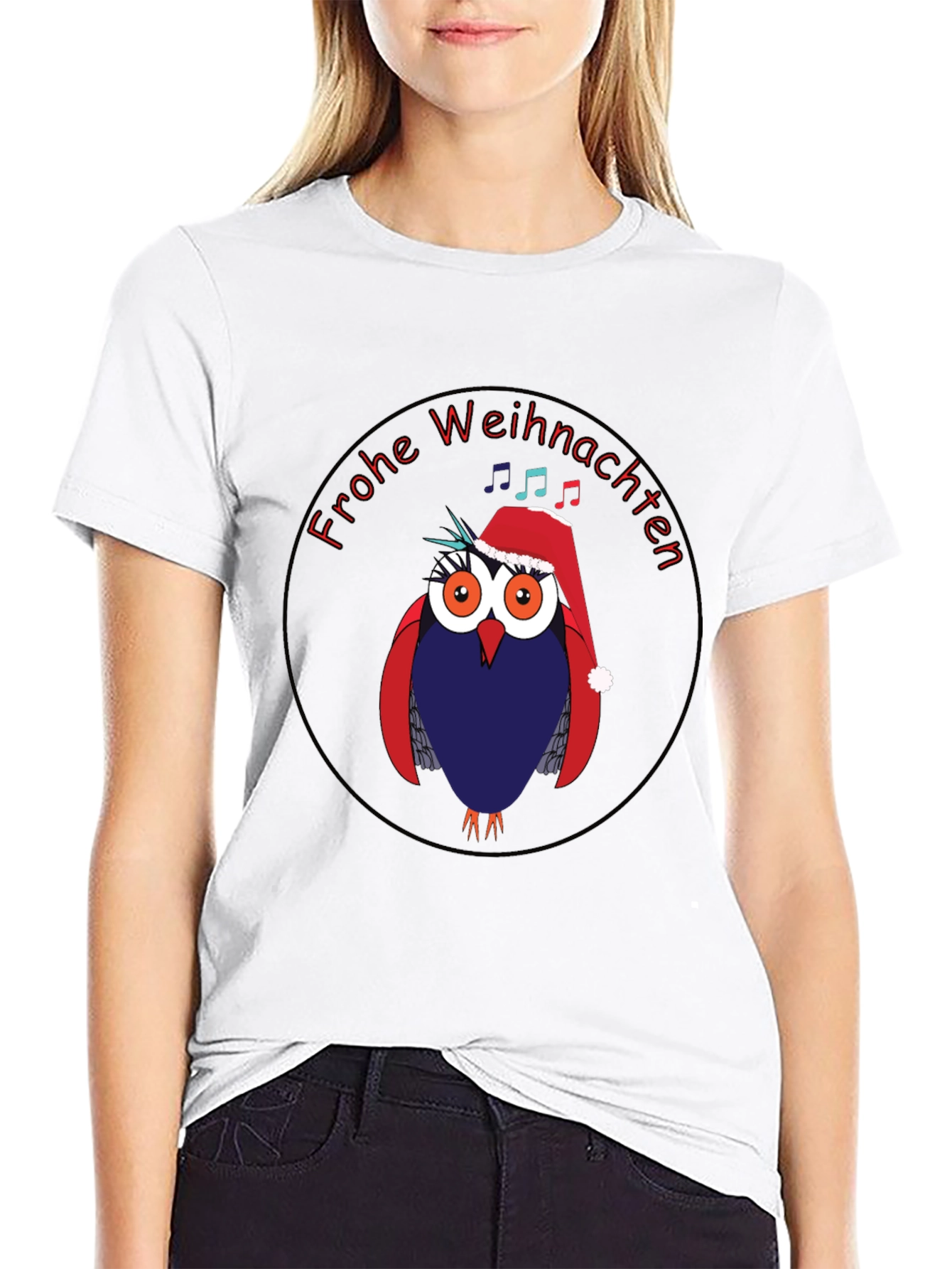 Festive Owl Christmas T-Shirt - Frohe Weihnachten