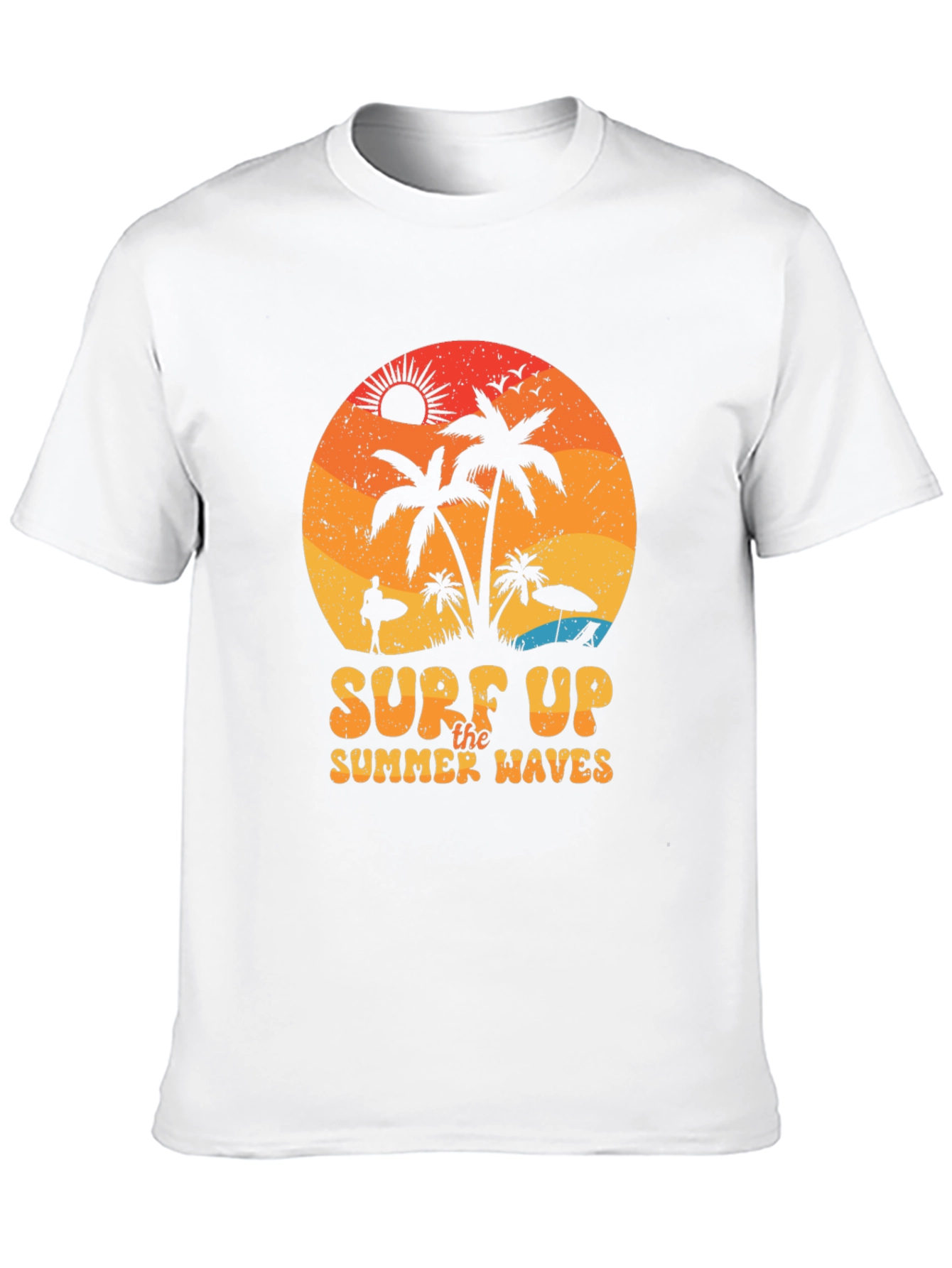 Surf Up Summer Waves Black T-Shirt