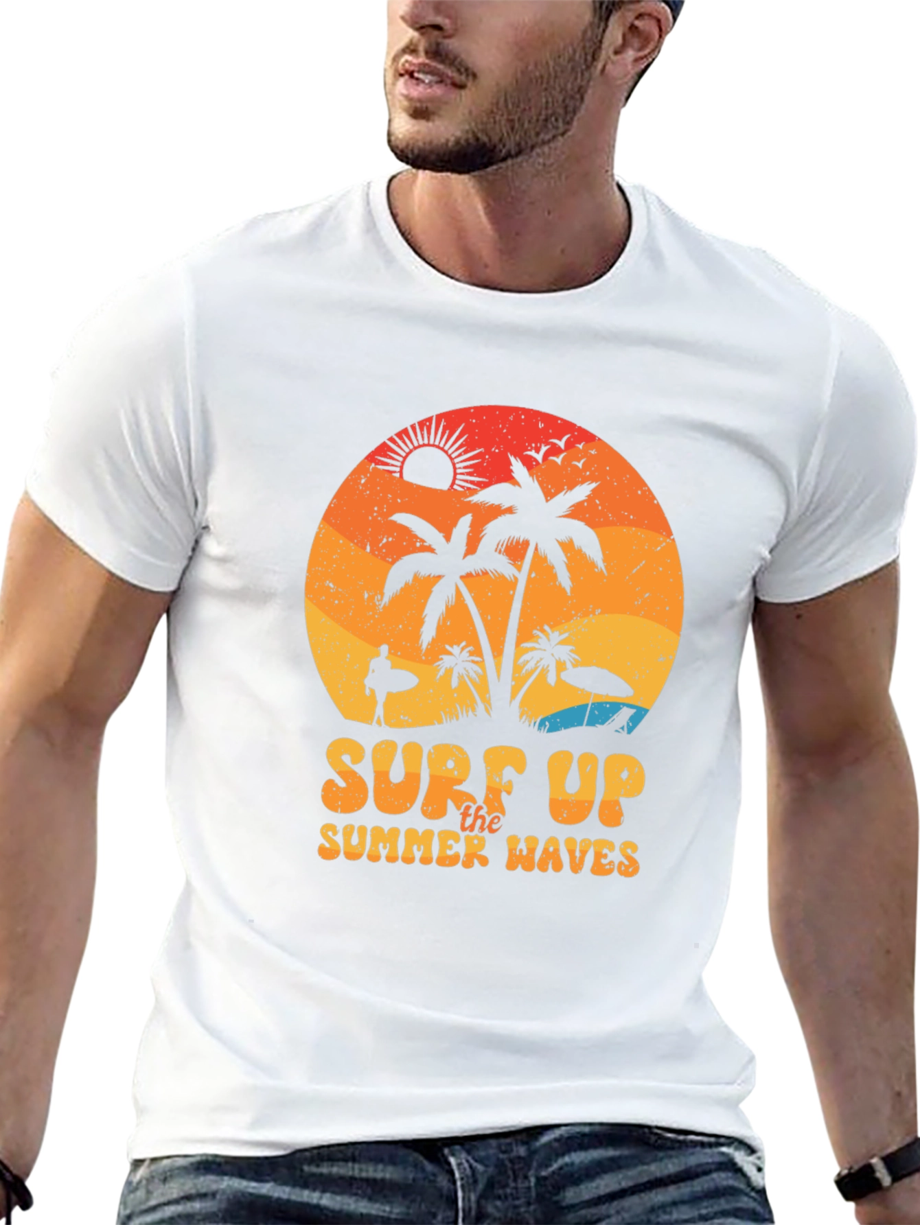 Surf Up Summer Waves Black T-Shirt
