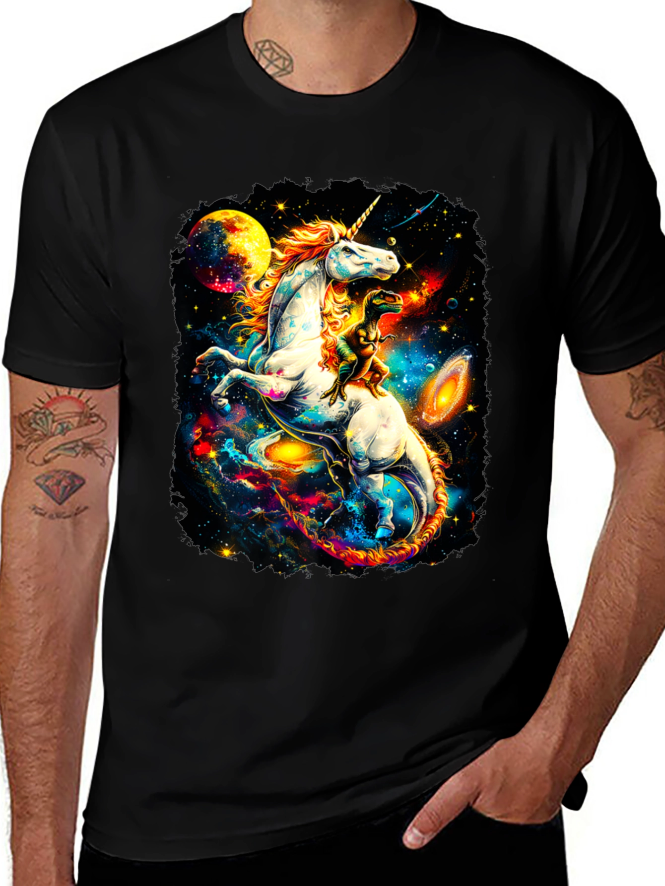 Unicorn and Dinosaur Galaxy T-Shirt