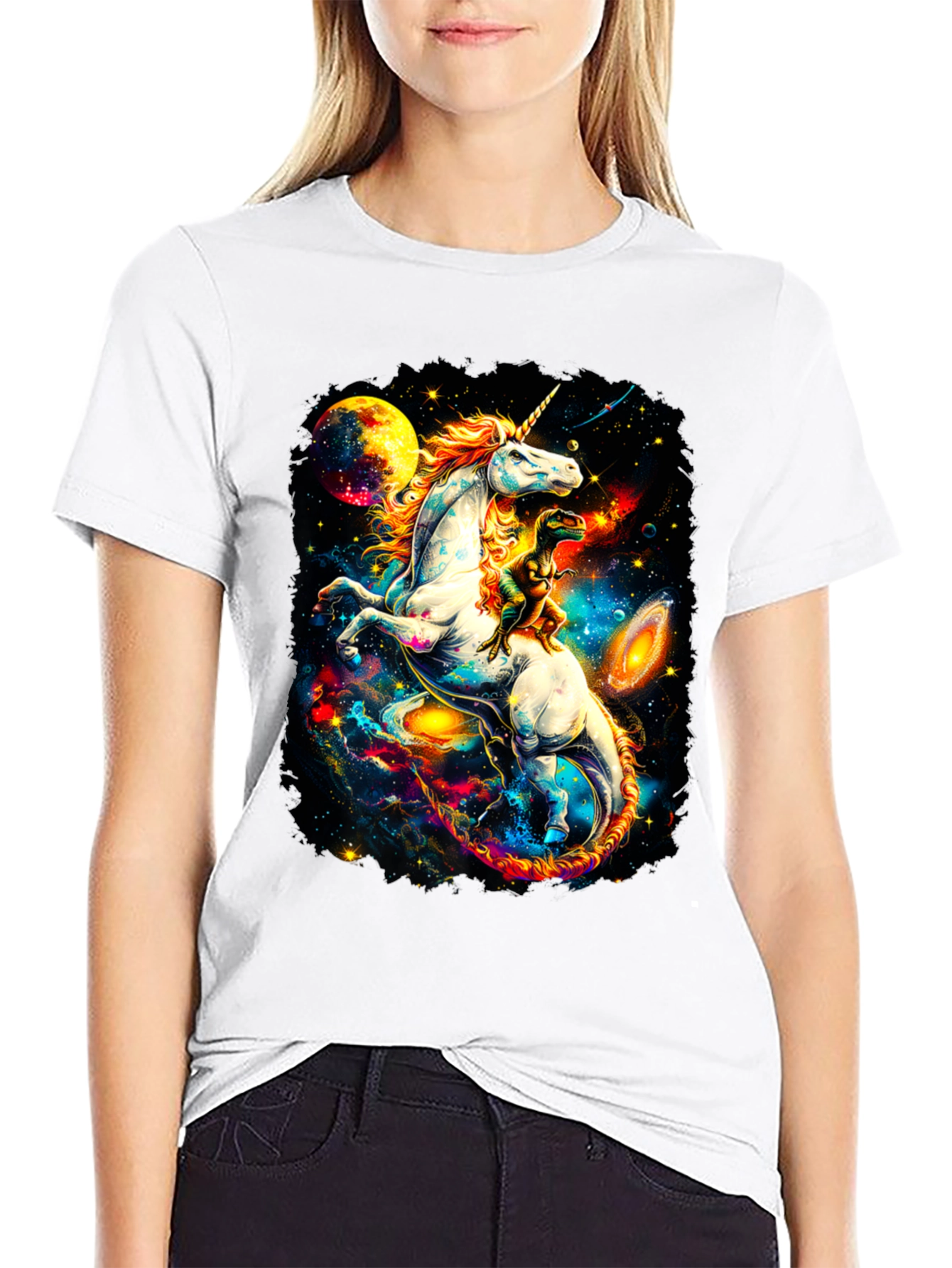 Unicorn and Dinosaur Galaxy T-Shirt