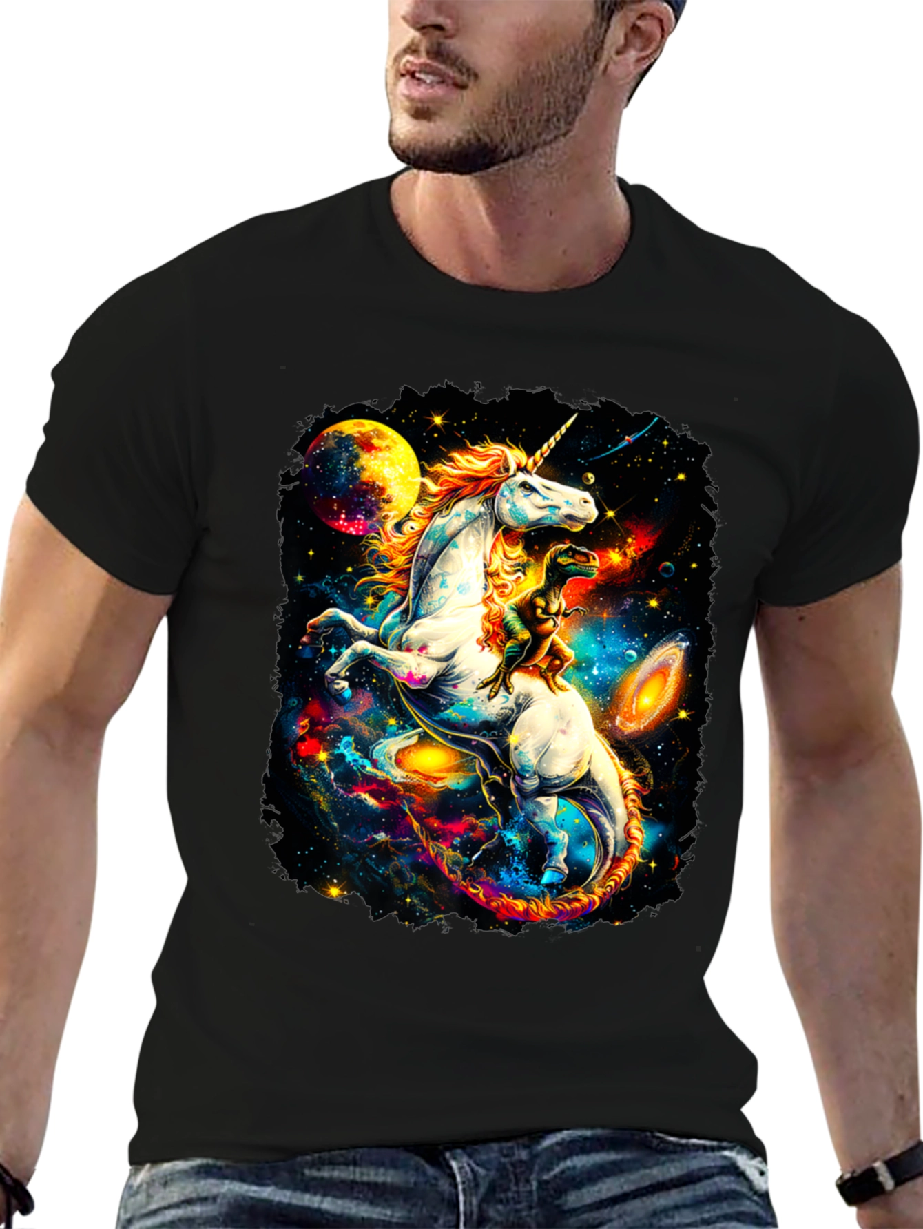 Unicorn and Dinosaur Galaxy T-Shirt