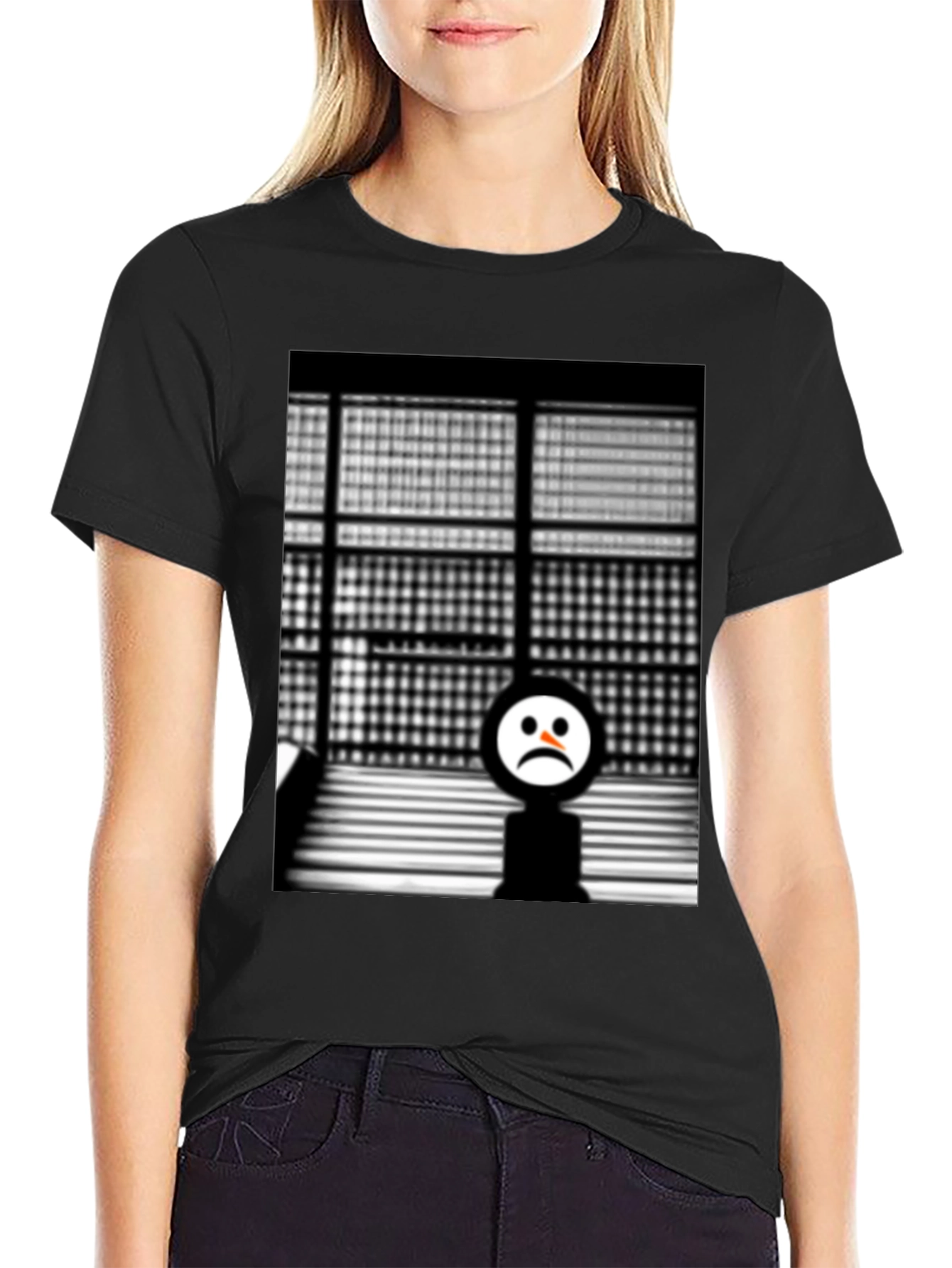 Sad Face Graphic Tee - Black Unisex T-Shirt