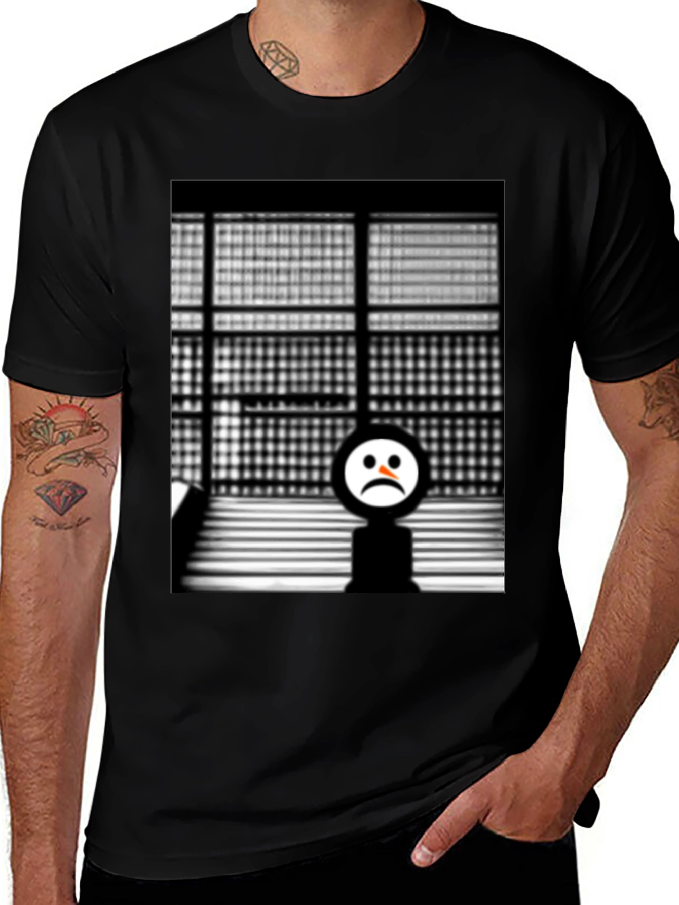 Sad Face Graphic Tee - Black Unisex T-Shirt