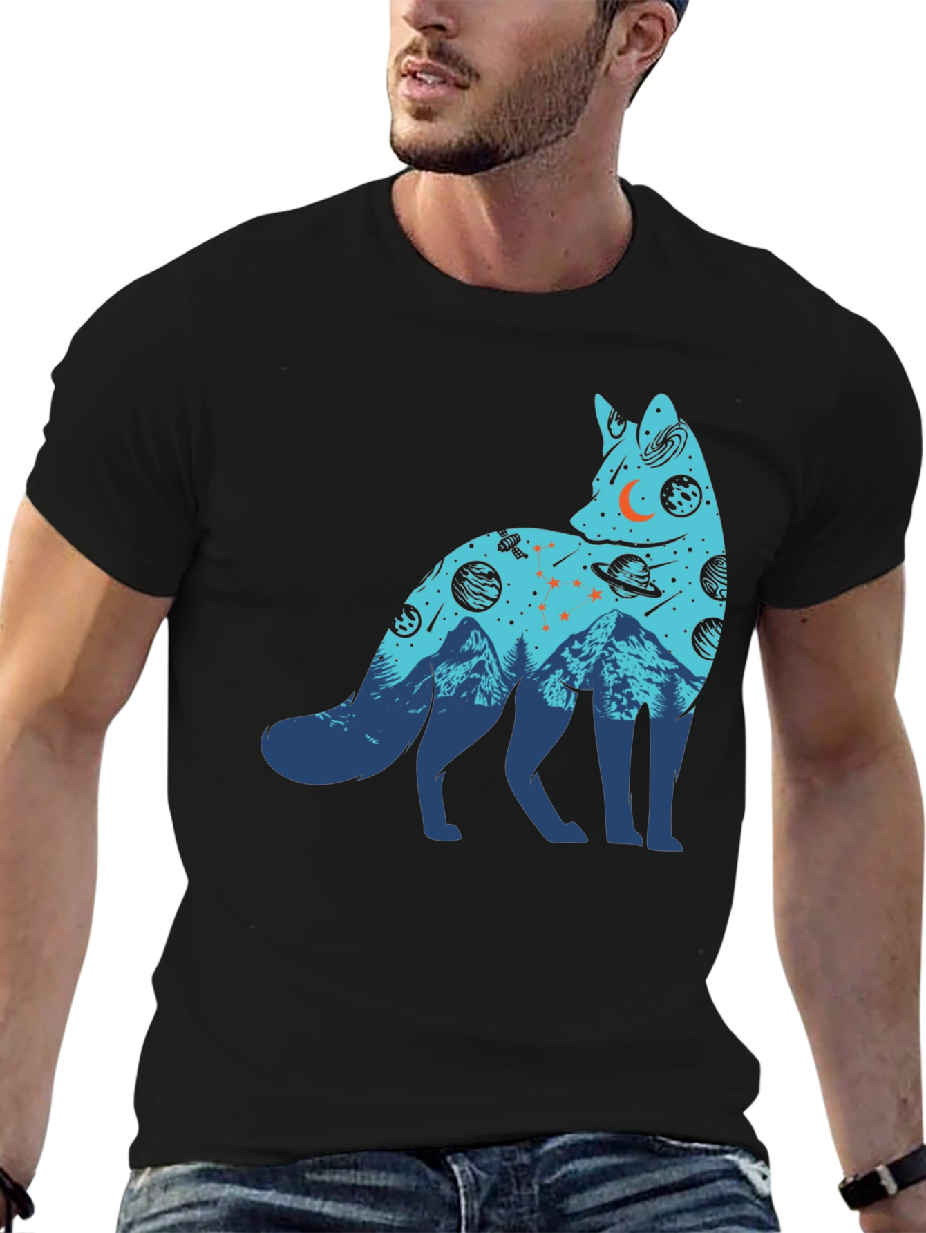 Cosmic Fox Graphic Tee - Black