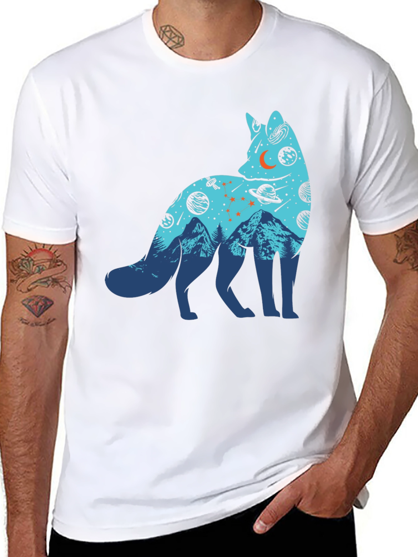 Cosmic Fox Graphic Tee - Black