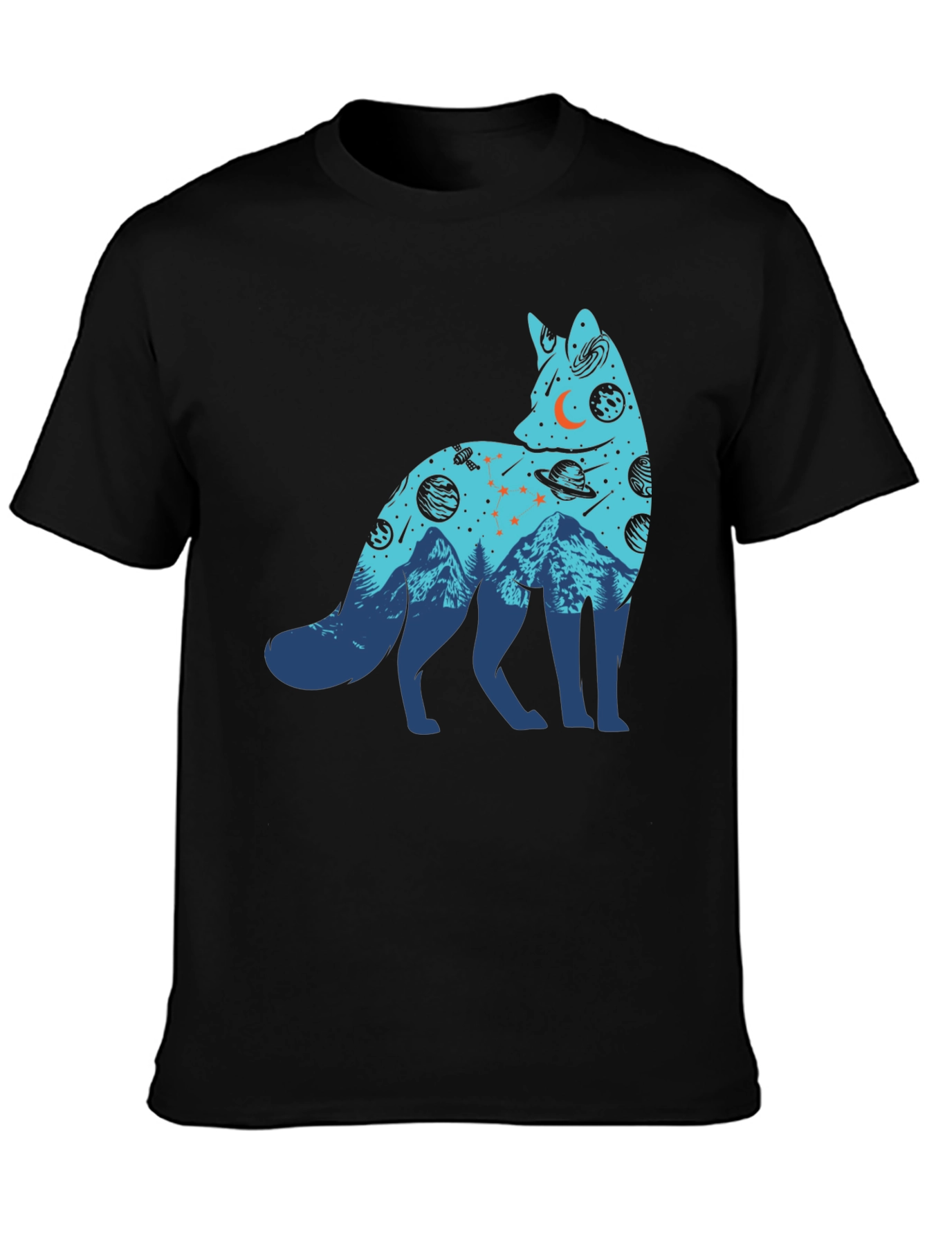 Cosmic Fox Graphic Tee - Black