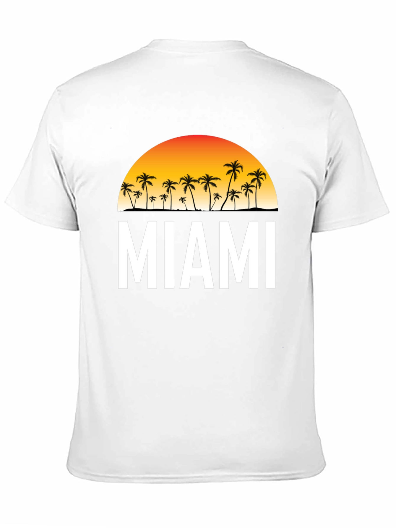 Miami Palm Tree Sunset Black T-Shirt