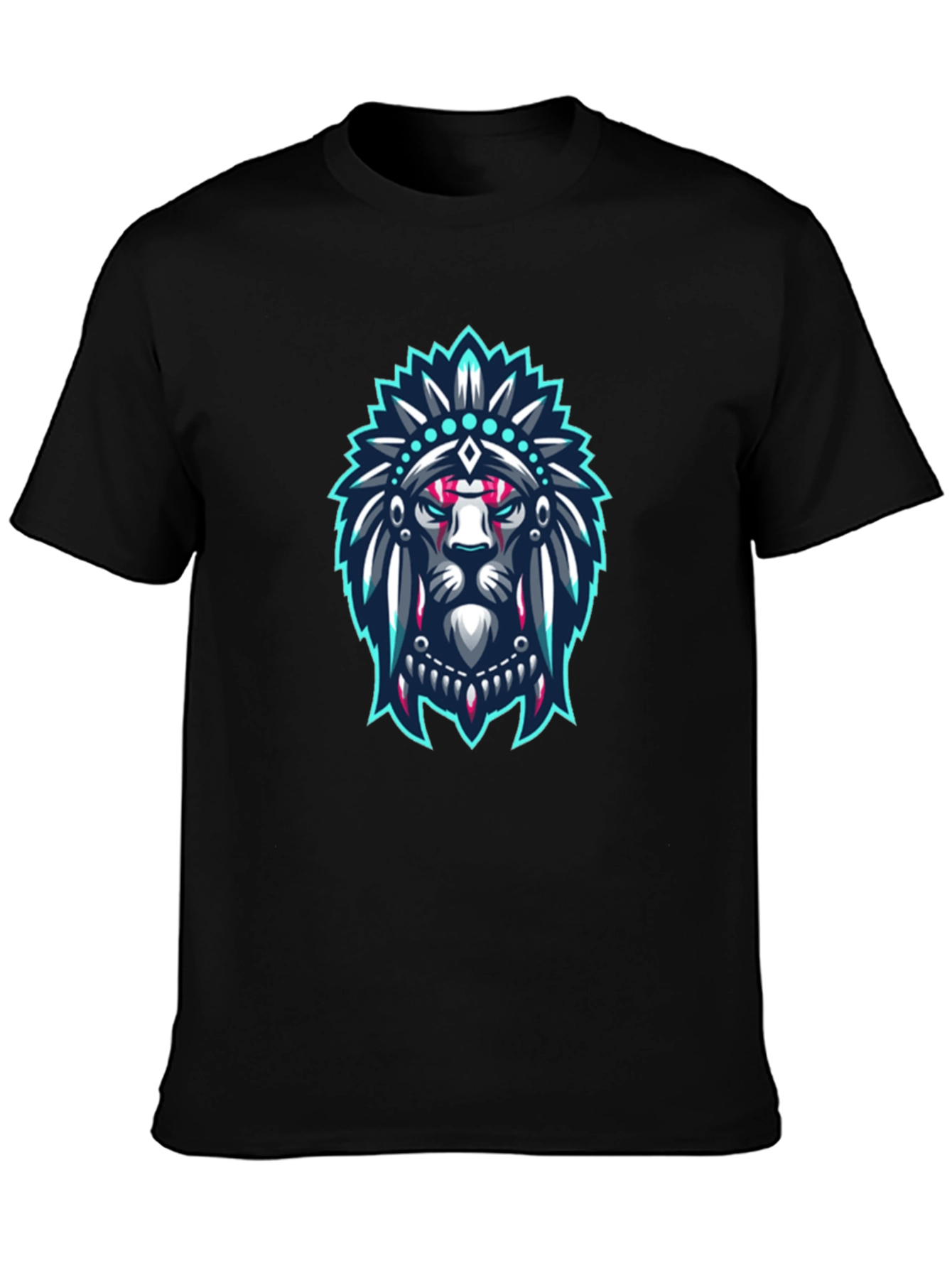 Lion Headdress Graphic Black T-Shirt