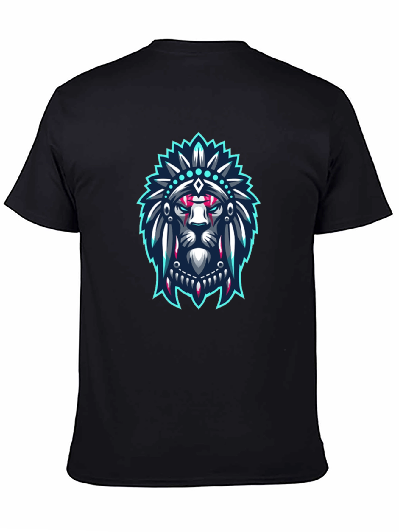 Lion Headdress Graphic Black T-Shirt