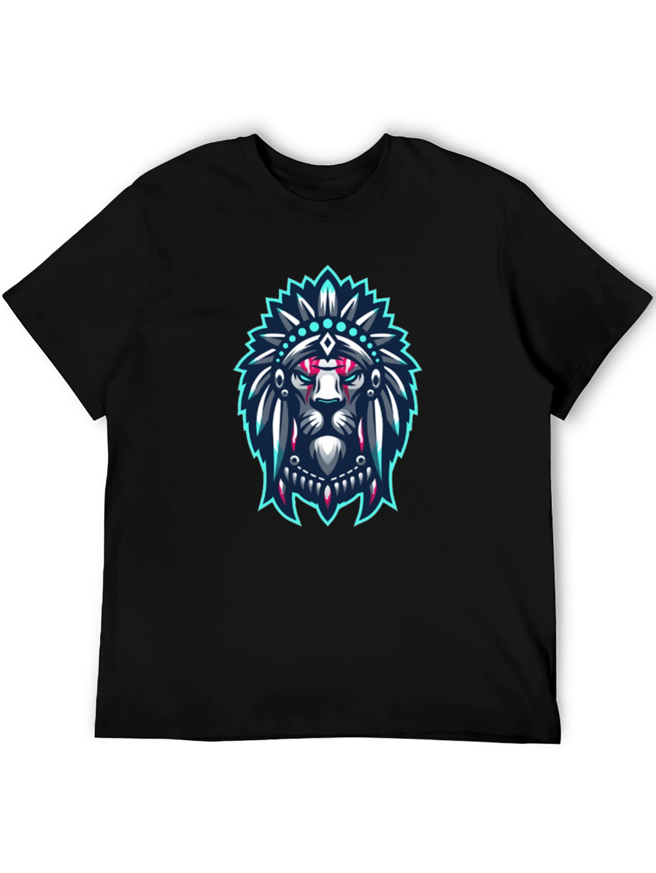 Lion Headdress Graphic Black T-Shirt