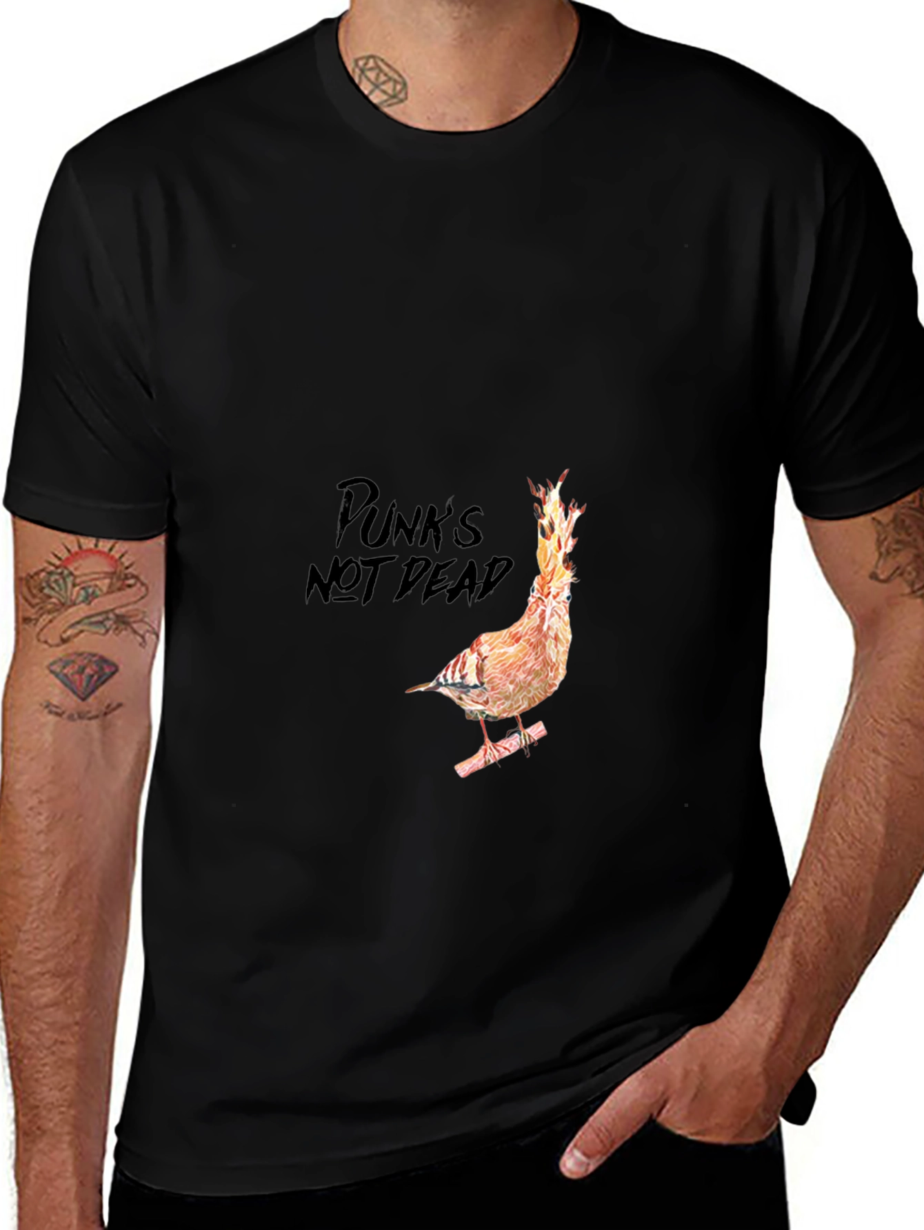 Punks Not Dead Bird T-Shirt - Black
