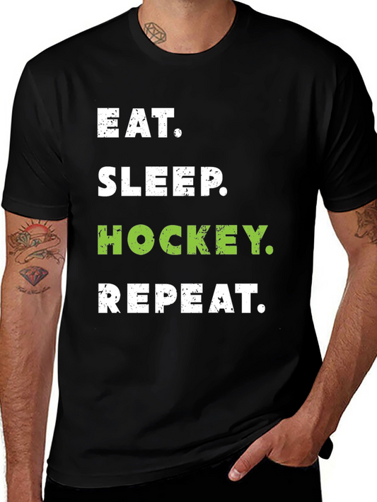 Eat Sleep Hockey Repeat Black T-Shirt