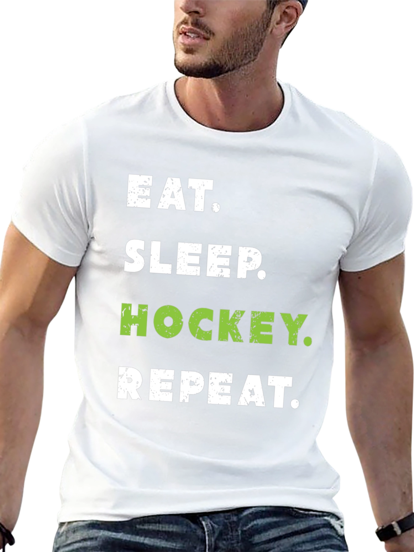 Eat Sleep Hockey Repeat Black T-Shirt