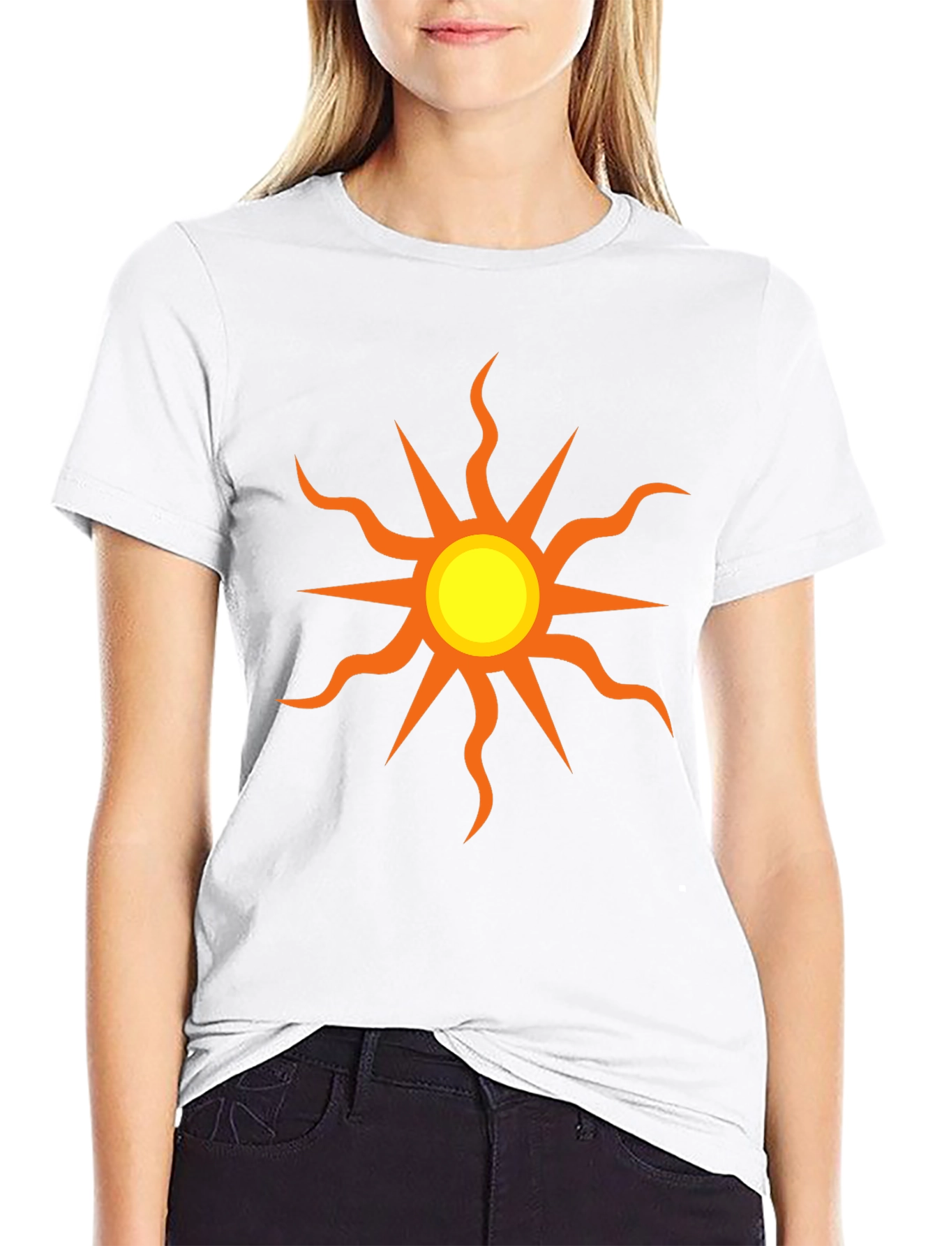 Black T-Shirt with Sun Graphic