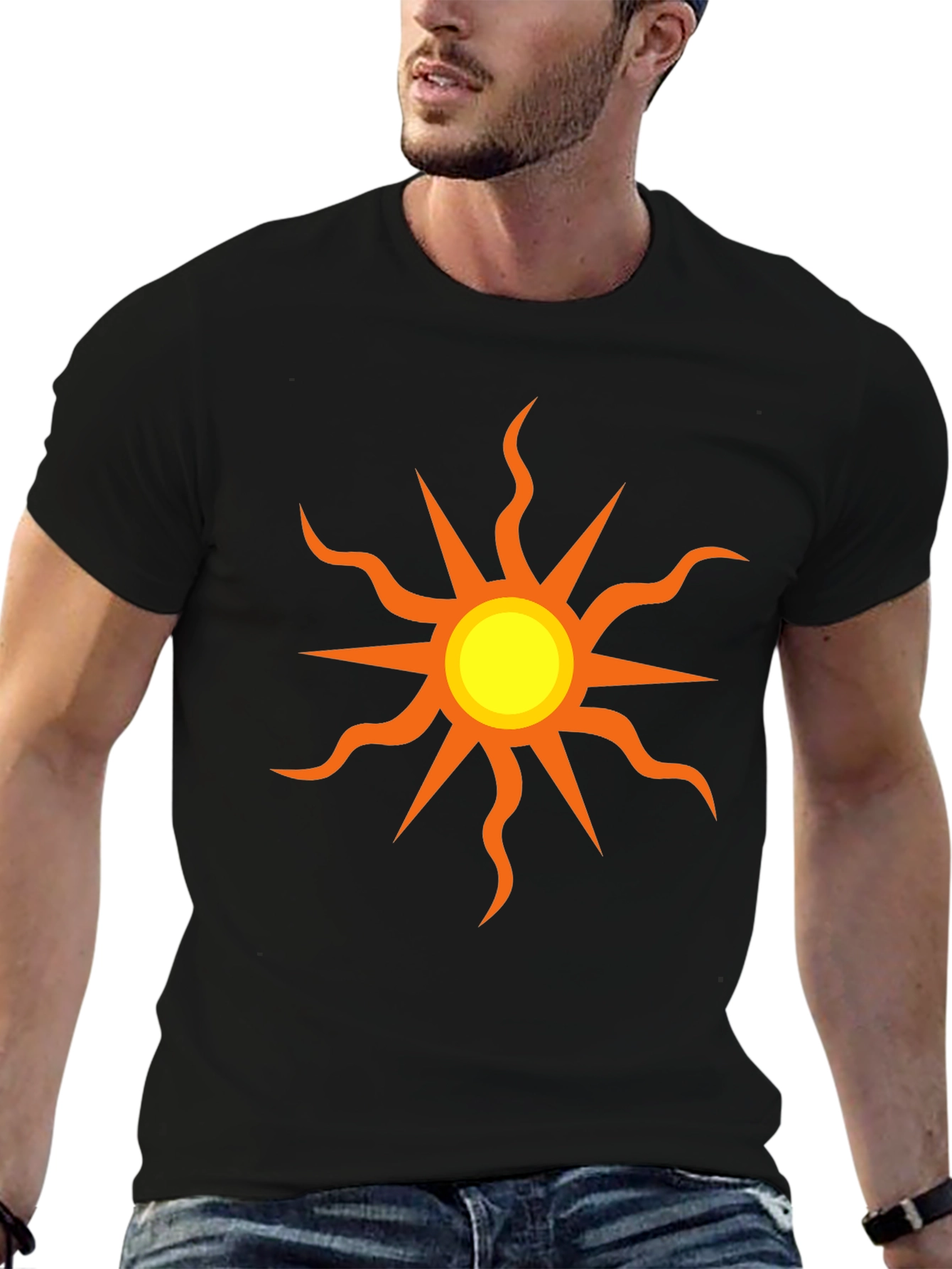 Black T-Shirt with Sun Graphic
