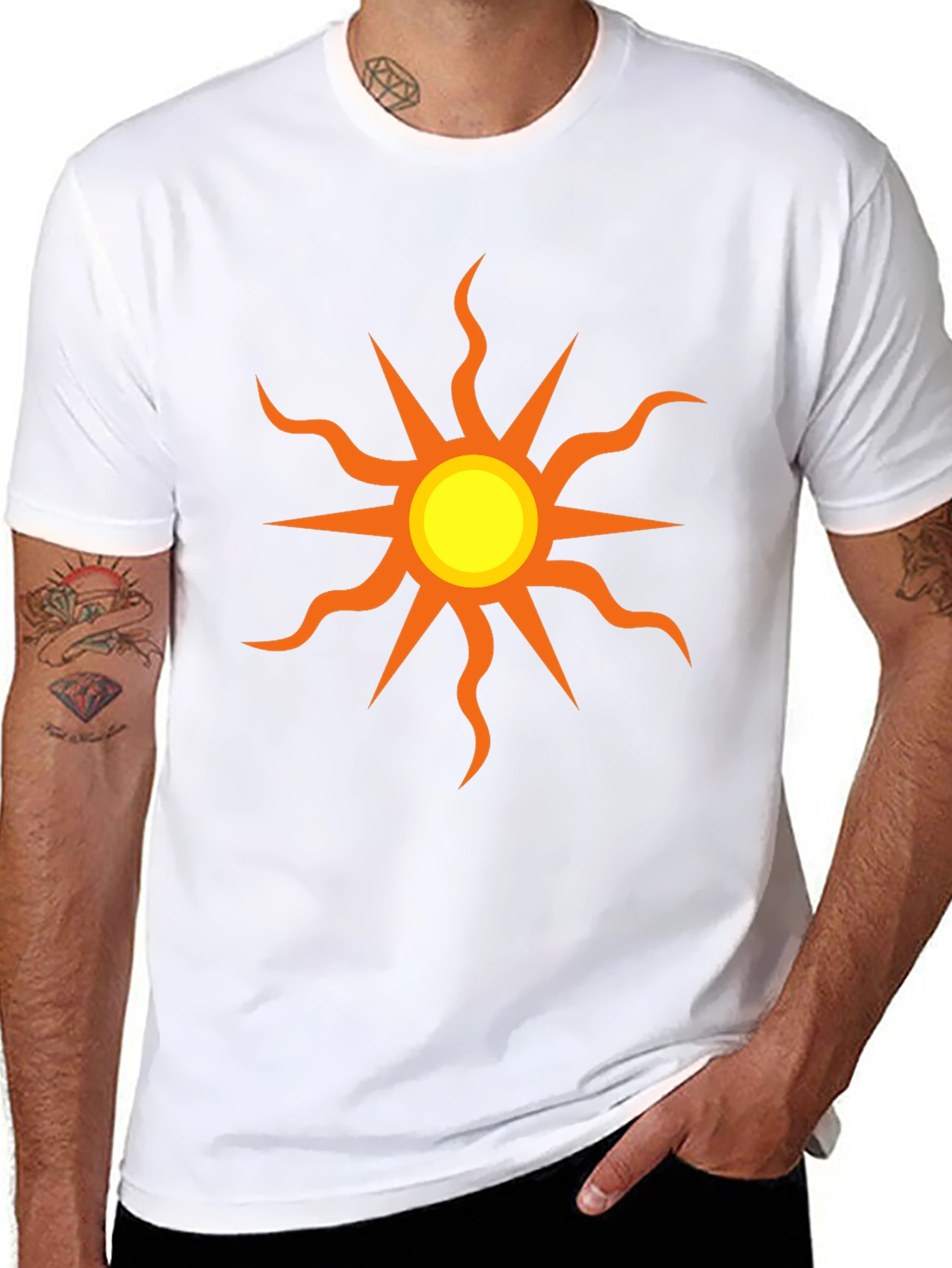 Black T-Shirt with Sun Graphic