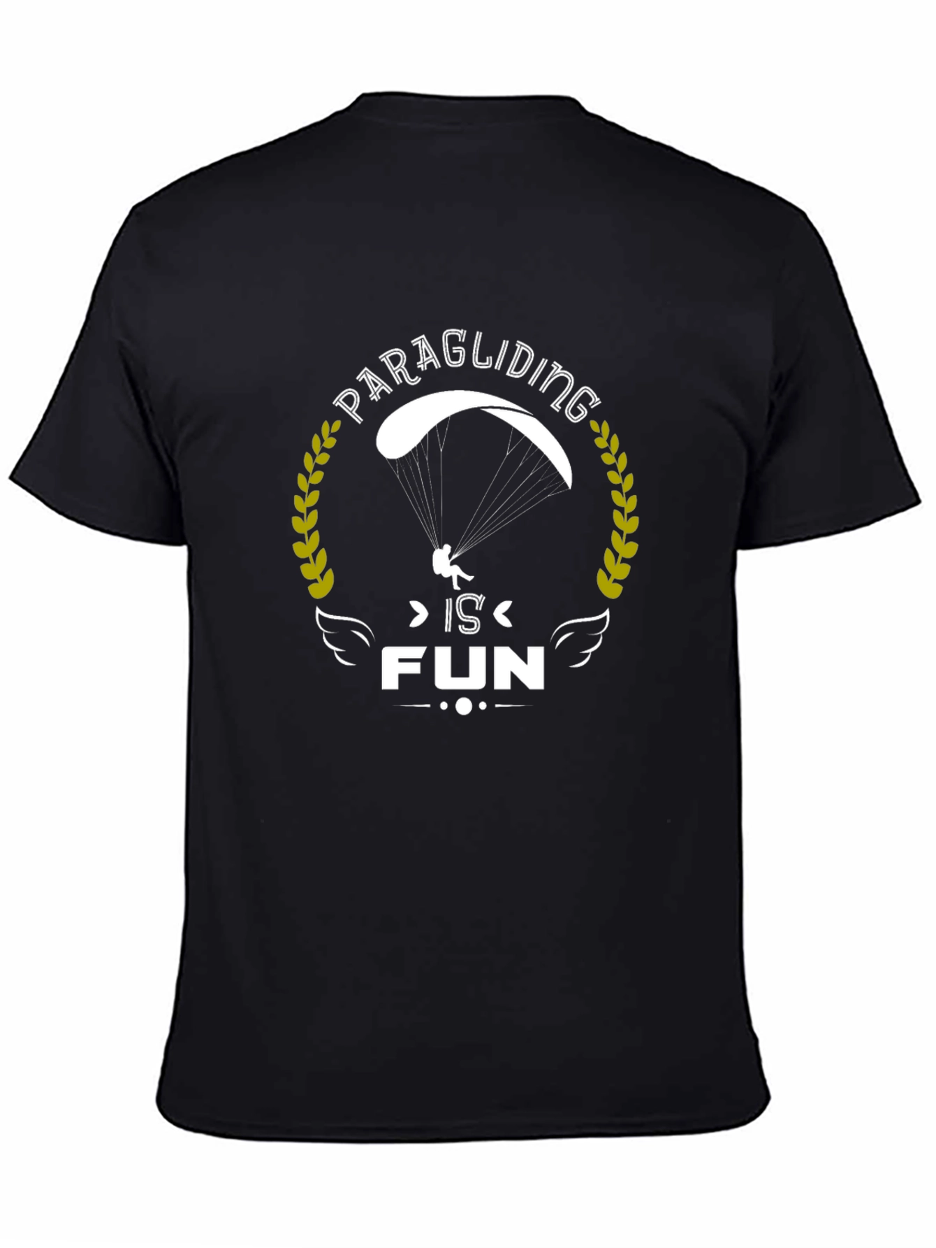 Paragliding is Fun Graphic Tee - Black Cotton T-Shirt