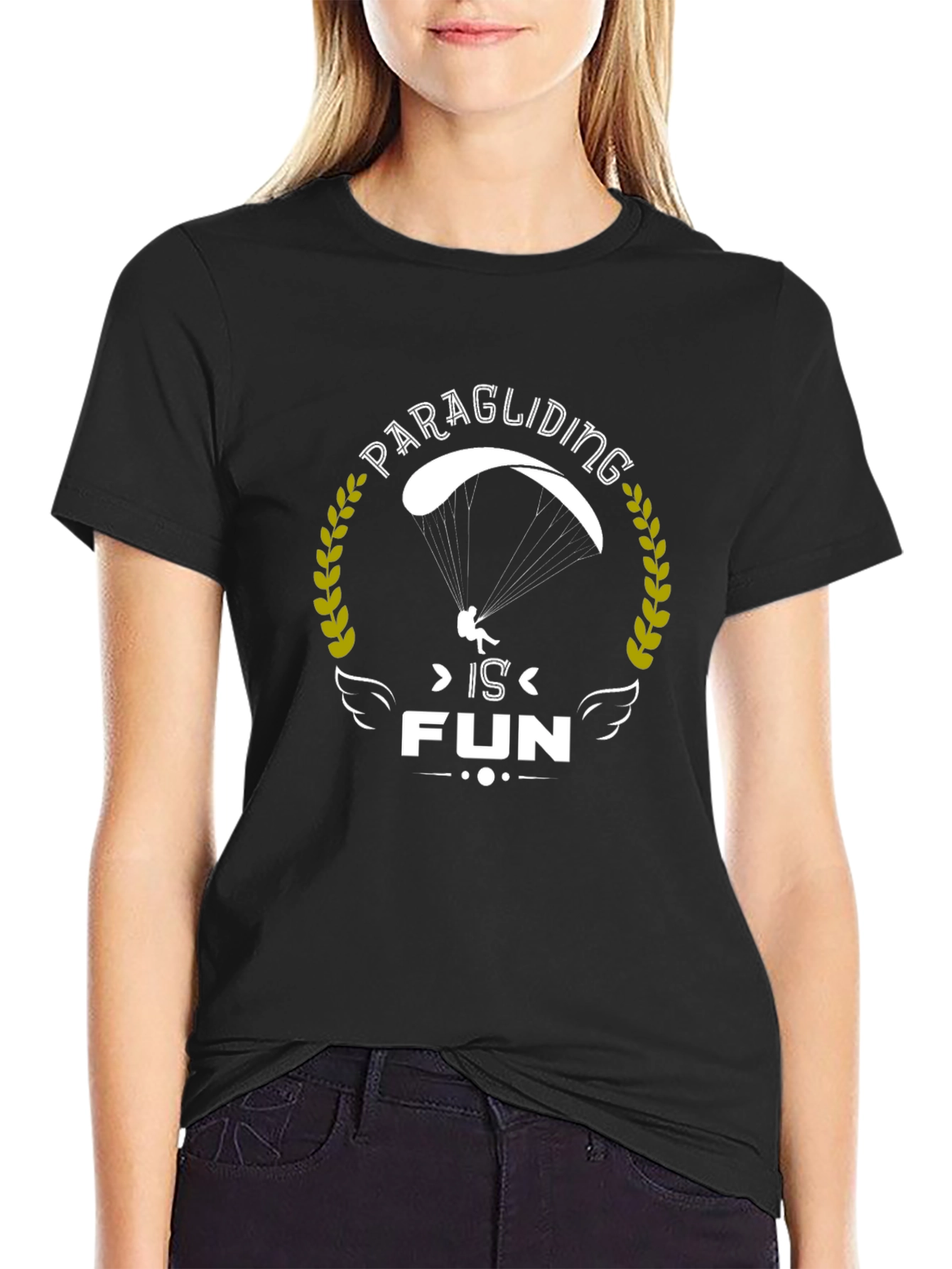Paragliding is Fun Graphic Tee - Black Cotton T-Shirt