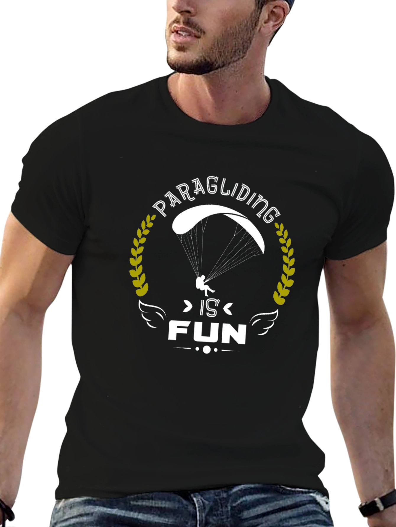 Paragliding is Fun Graphic Tee - Black Cotton T-Shirt