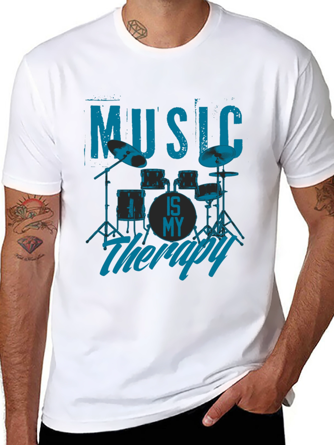 Music is My Therapy T-Shirt - Drum Kit Design