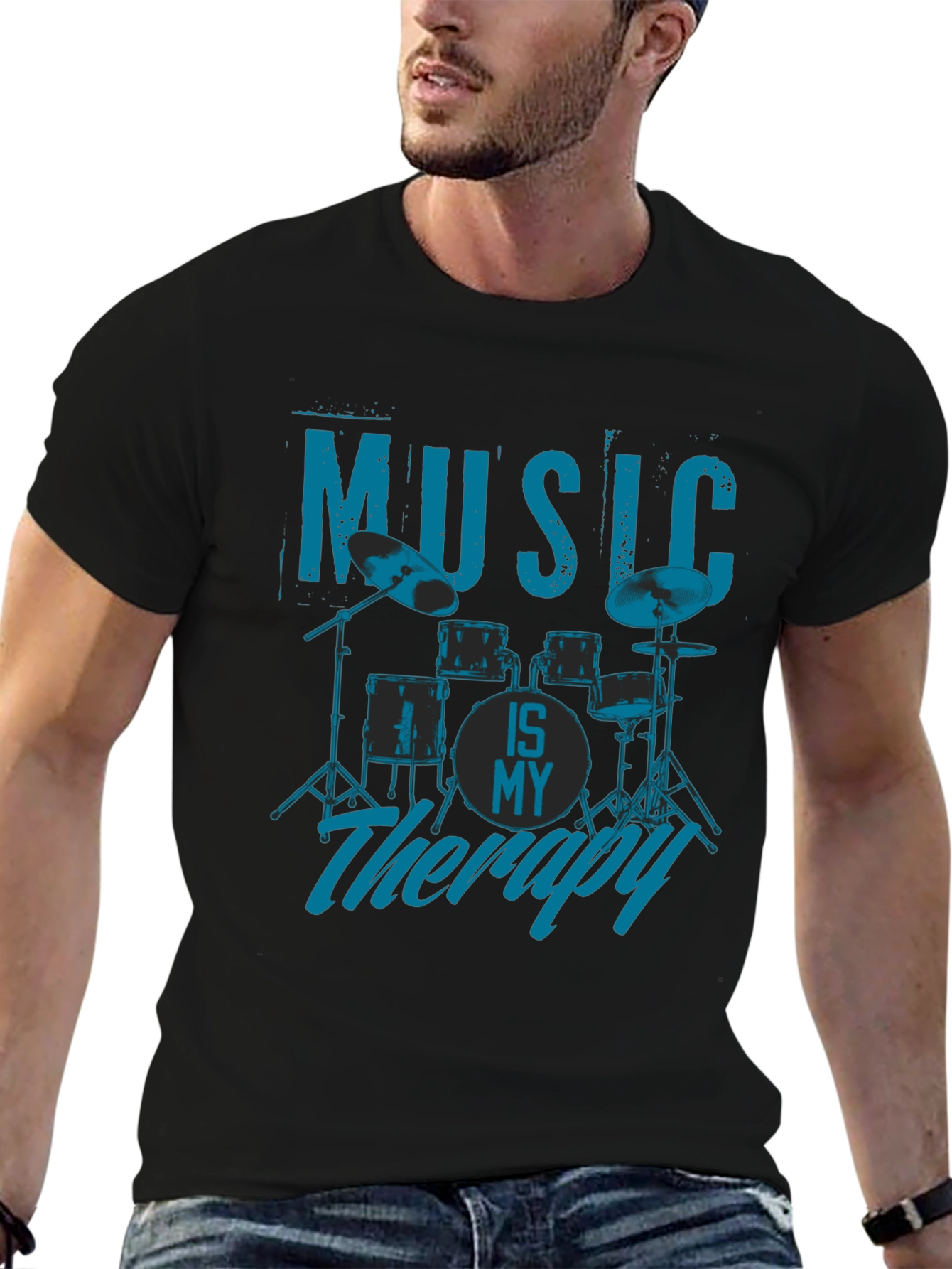 Music is My Therapy T-Shirt - Drum Kit Design