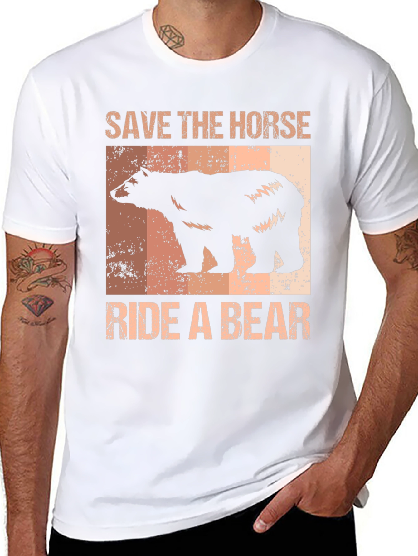 Save the Horse Ride a Bear Graphic T-Shirt
