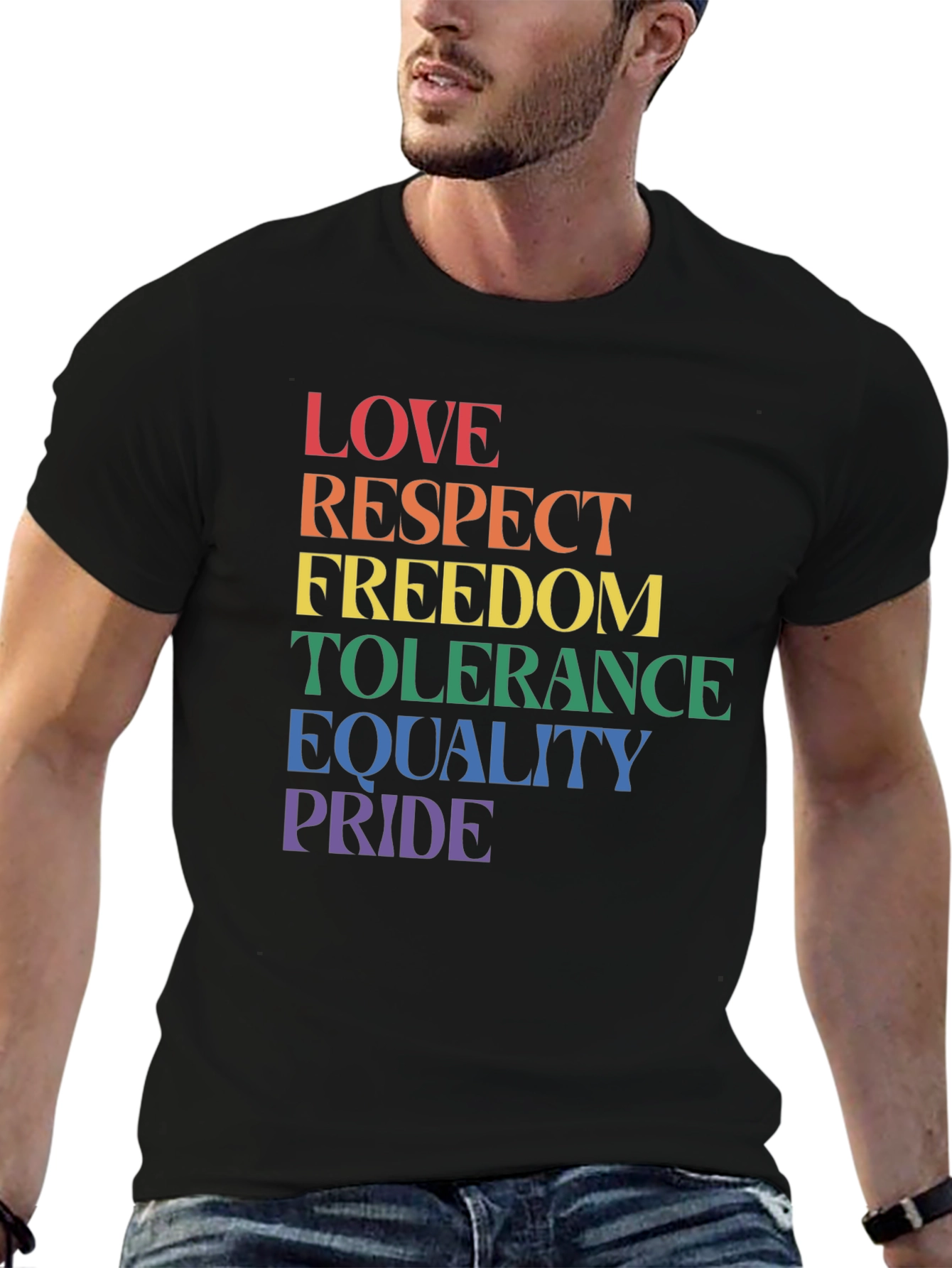 Pride LGBTQ+ Love Respect Equality Black T-Shirt