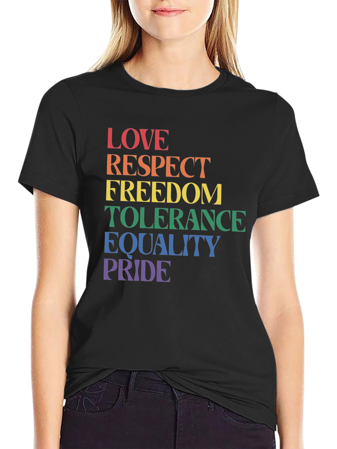 Pride LGBTQ+ Love Respect Equality Black T-Shirt