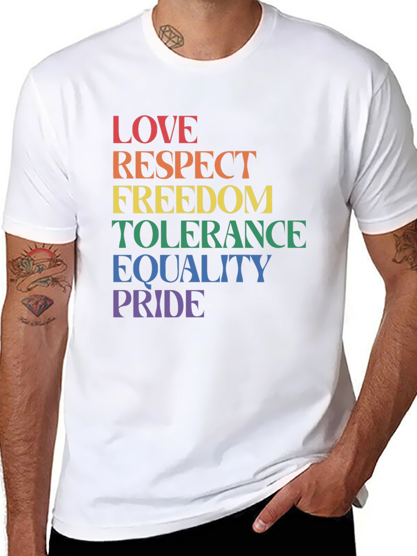 Pride LGBTQ+ Love Respect Equality Black T-Shirt