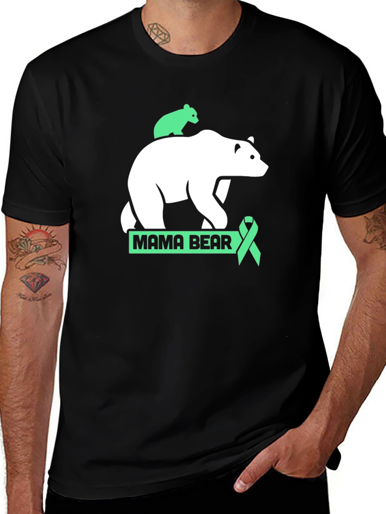 Mama Bear T-Shirt - Green Ribbon Support
