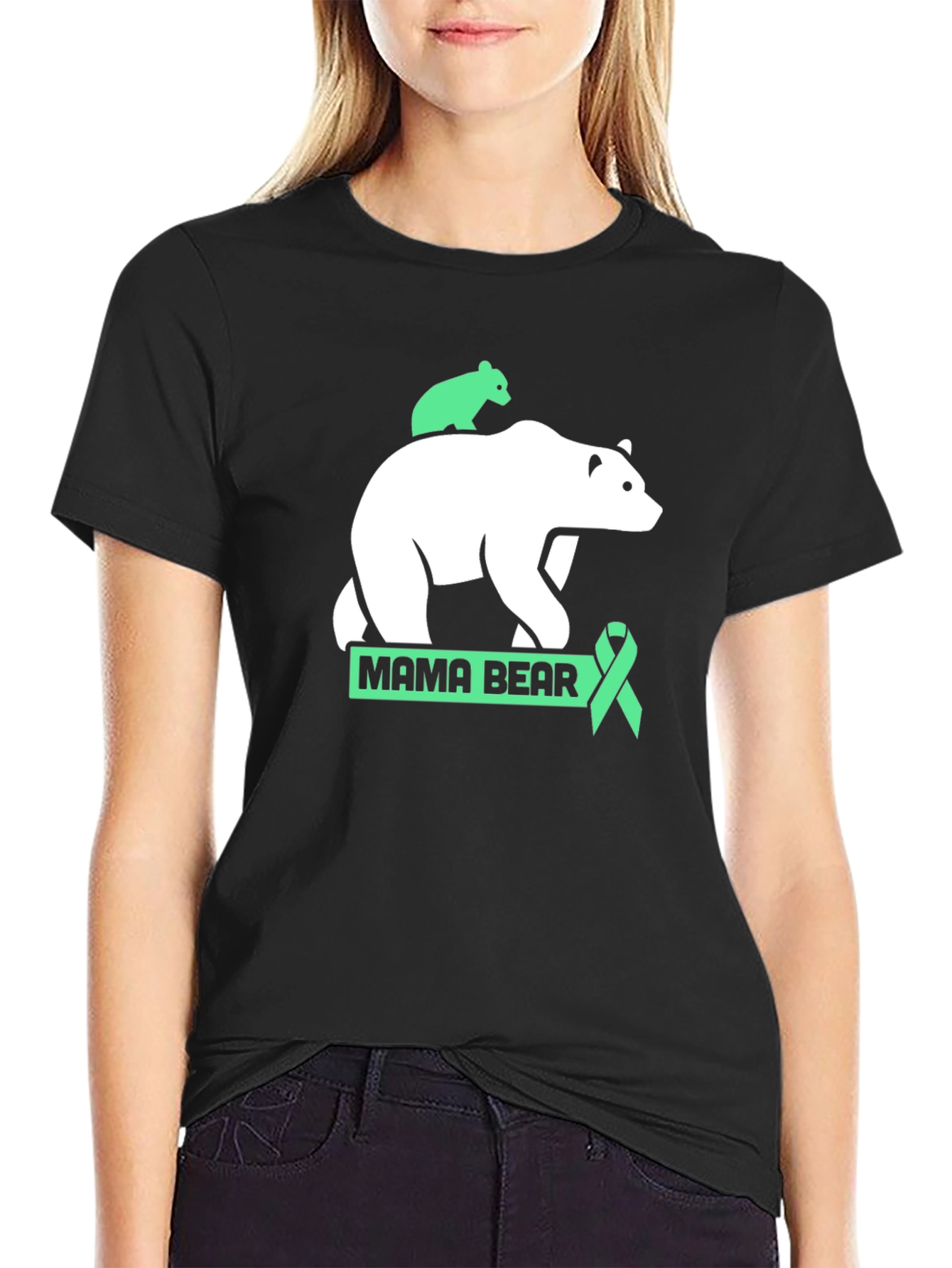 Mama Bear T-Shirt - Green Ribbon Support