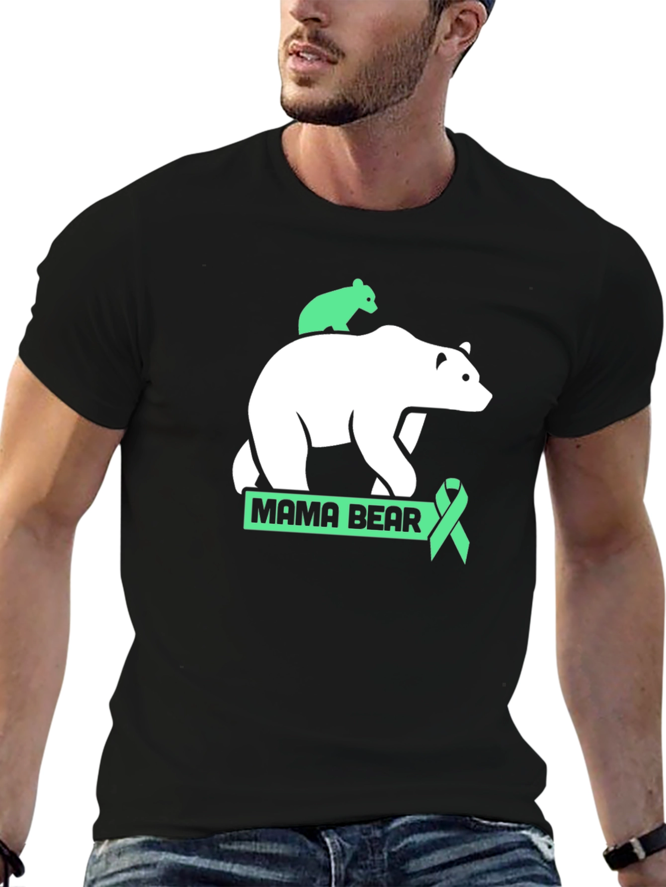 Mama Bear T-Shirt - Green Ribbon Support