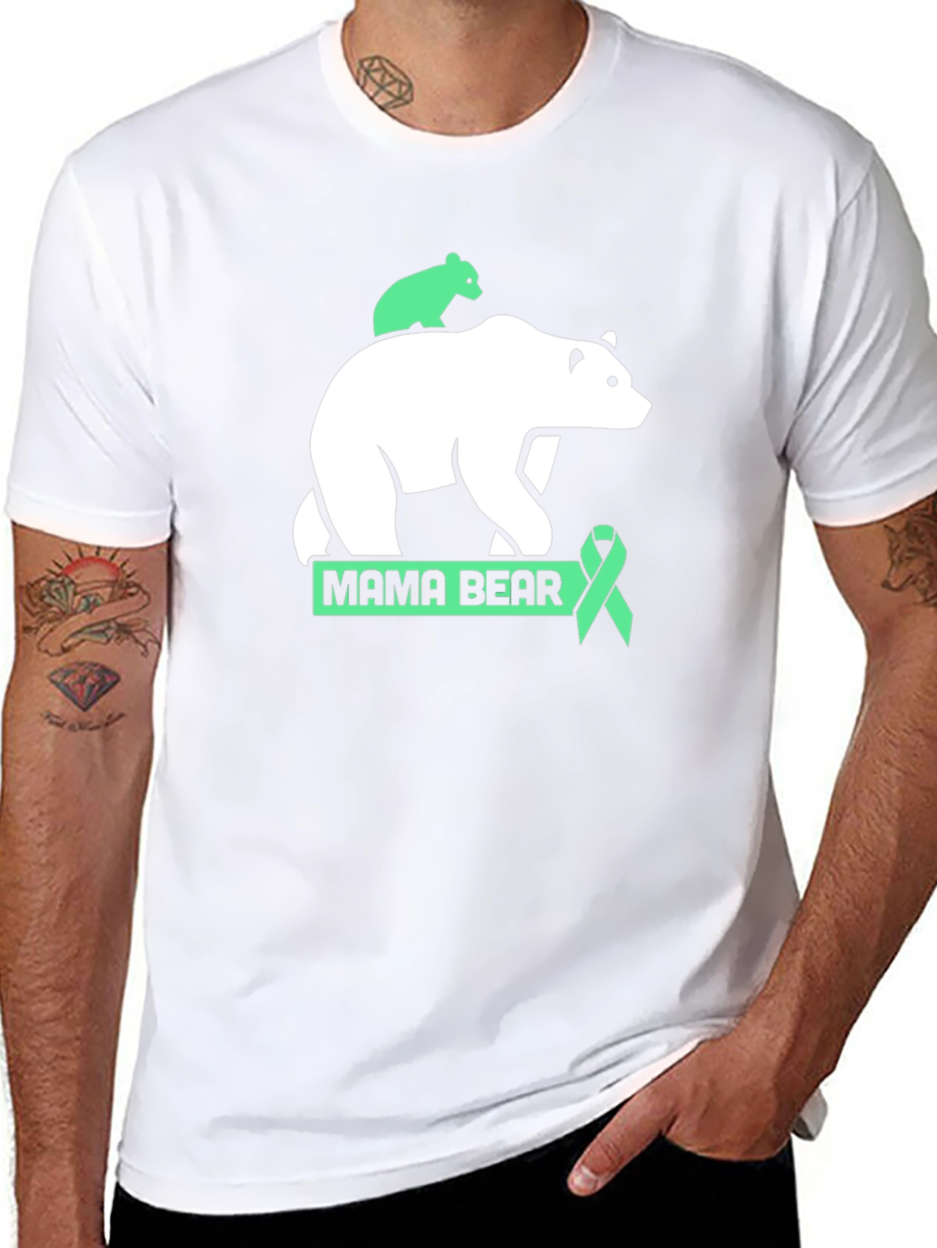 Mama Bear T-Shirt - Green Ribbon Support