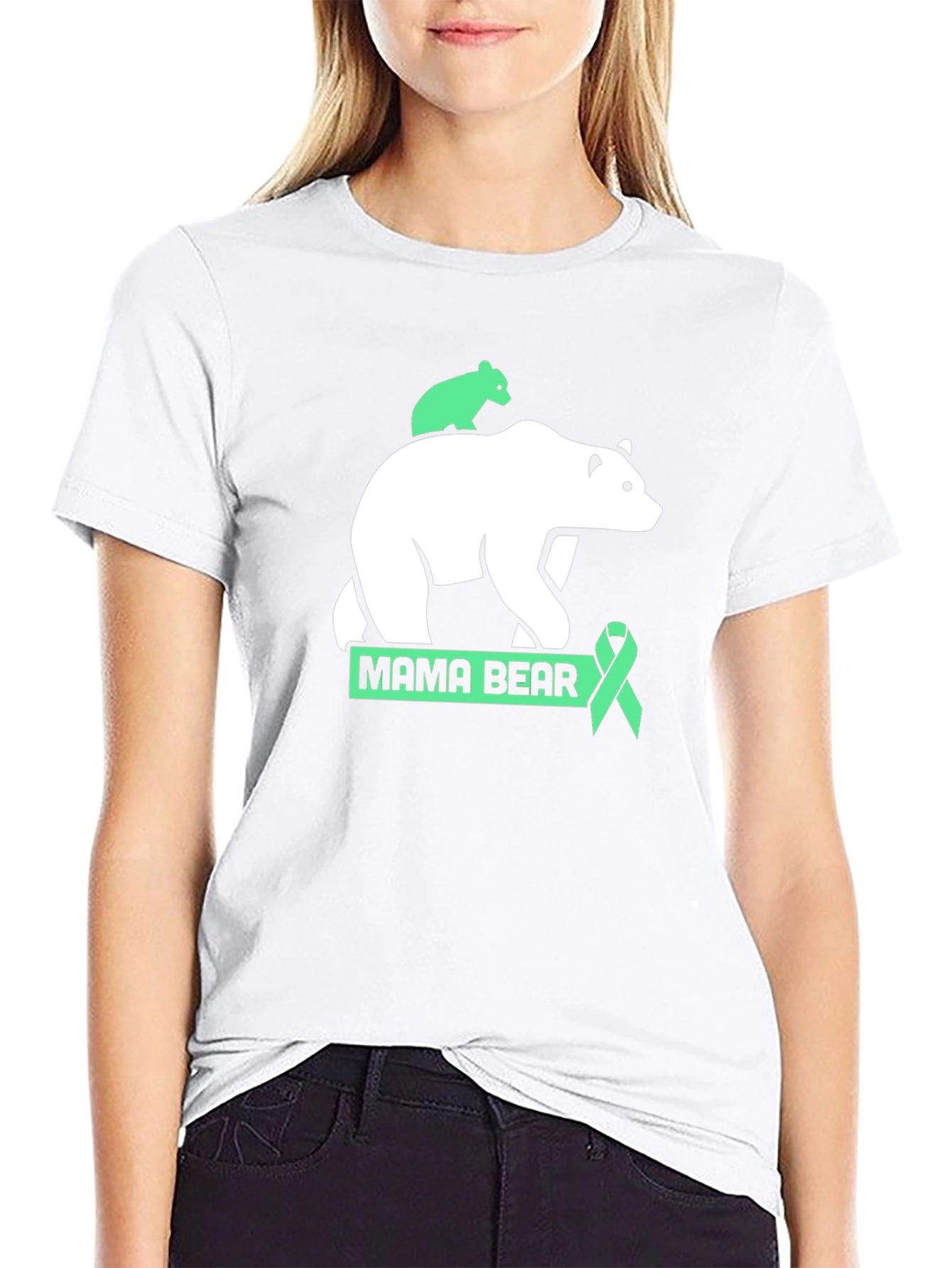 Mama Bear T-Shirt - Green Ribbon Support