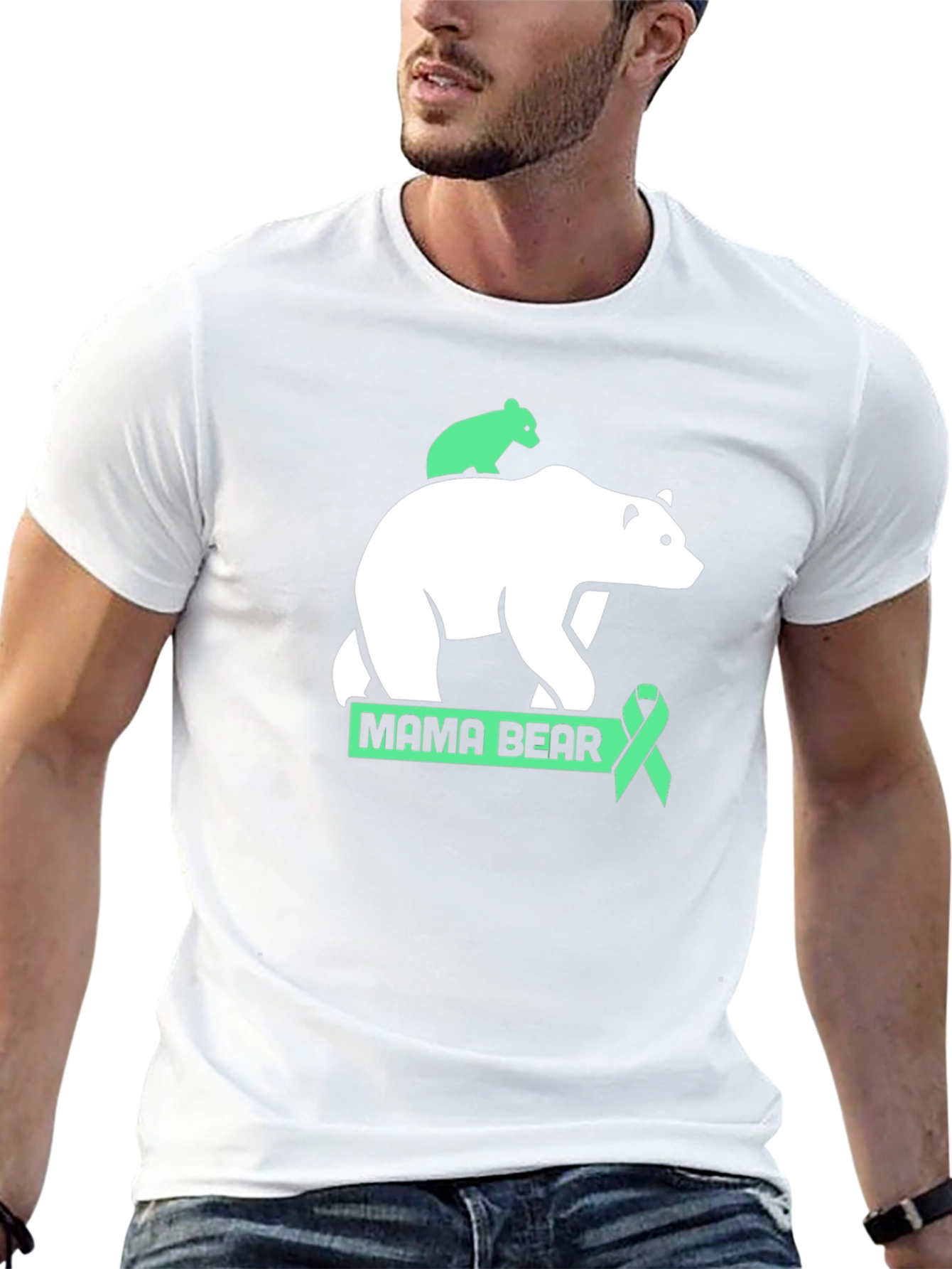 Mama Bear T-Shirt - Green Ribbon Support