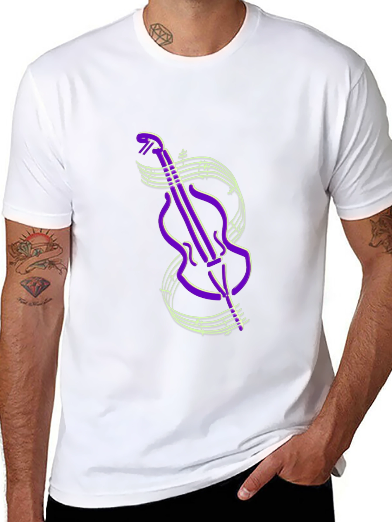 Musical Instrument T-Shirt - Bass and Notes Graphic