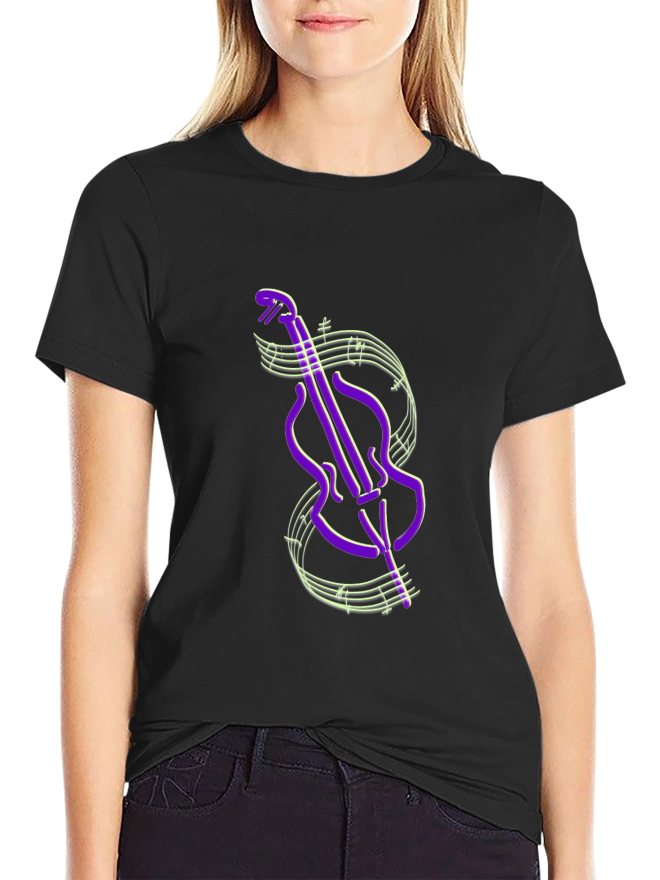 Musical Instrument T-Shirt - Bass and Notes Graphic