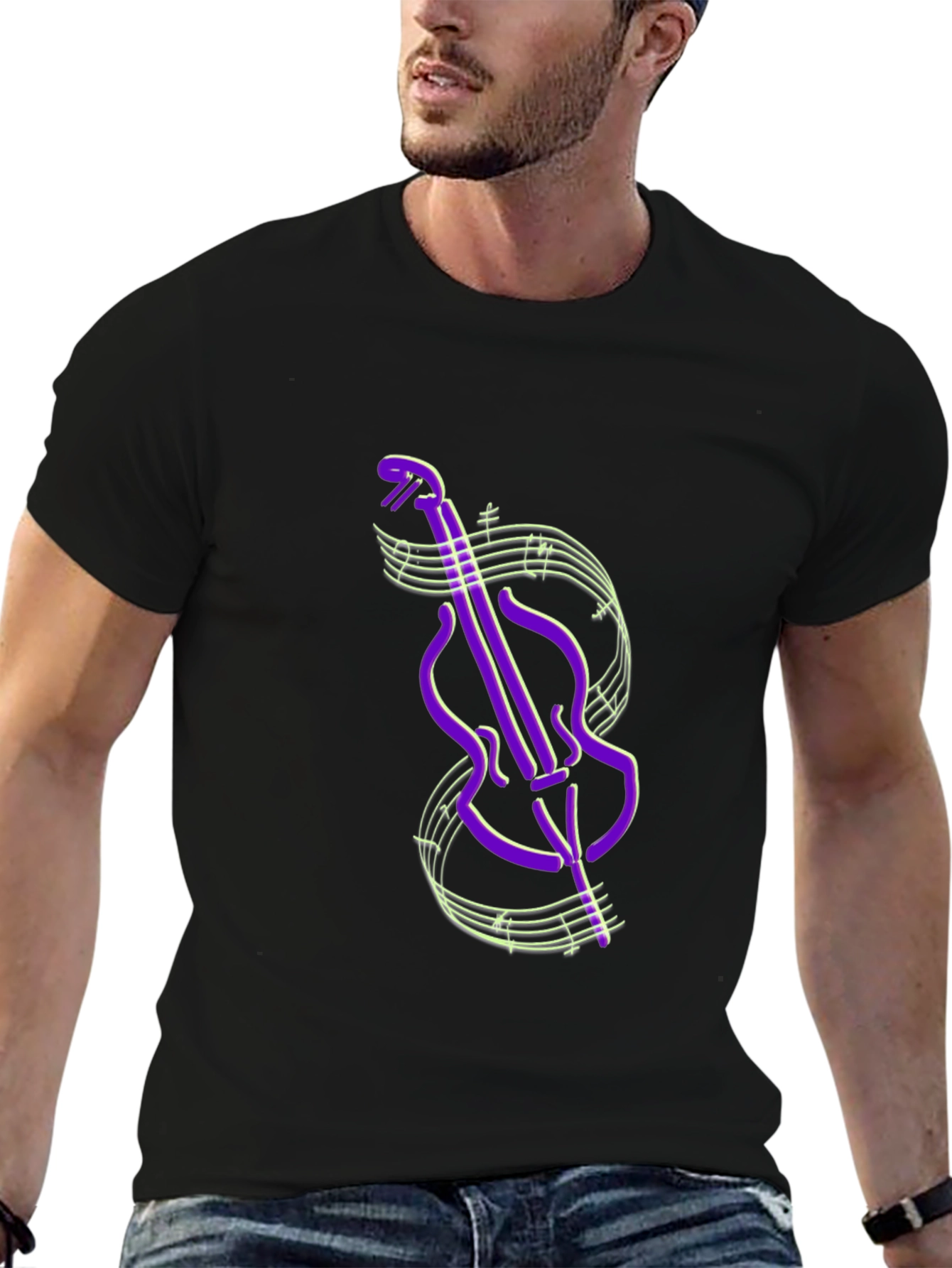Musical Instrument T-Shirt - Bass and Notes Graphic