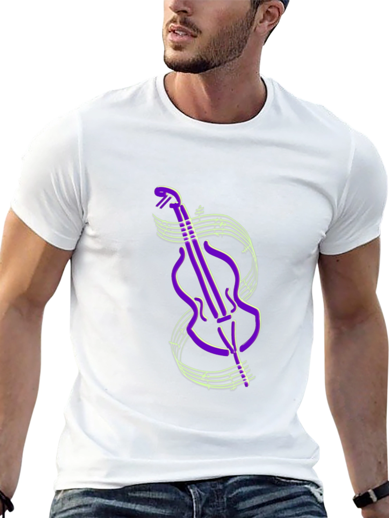 Musical Instrument T-Shirt - Bass and Notes Graphic