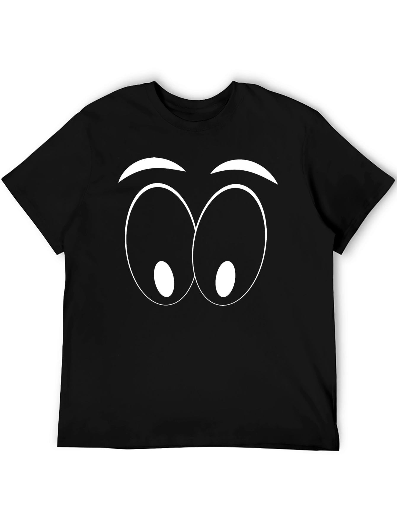 Funny Cartoon Eyes Graphic Black T-Shirt