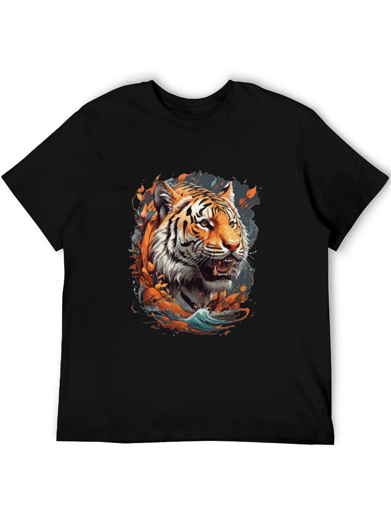 Tiger Graphic Print Crew Neck T-Shirt