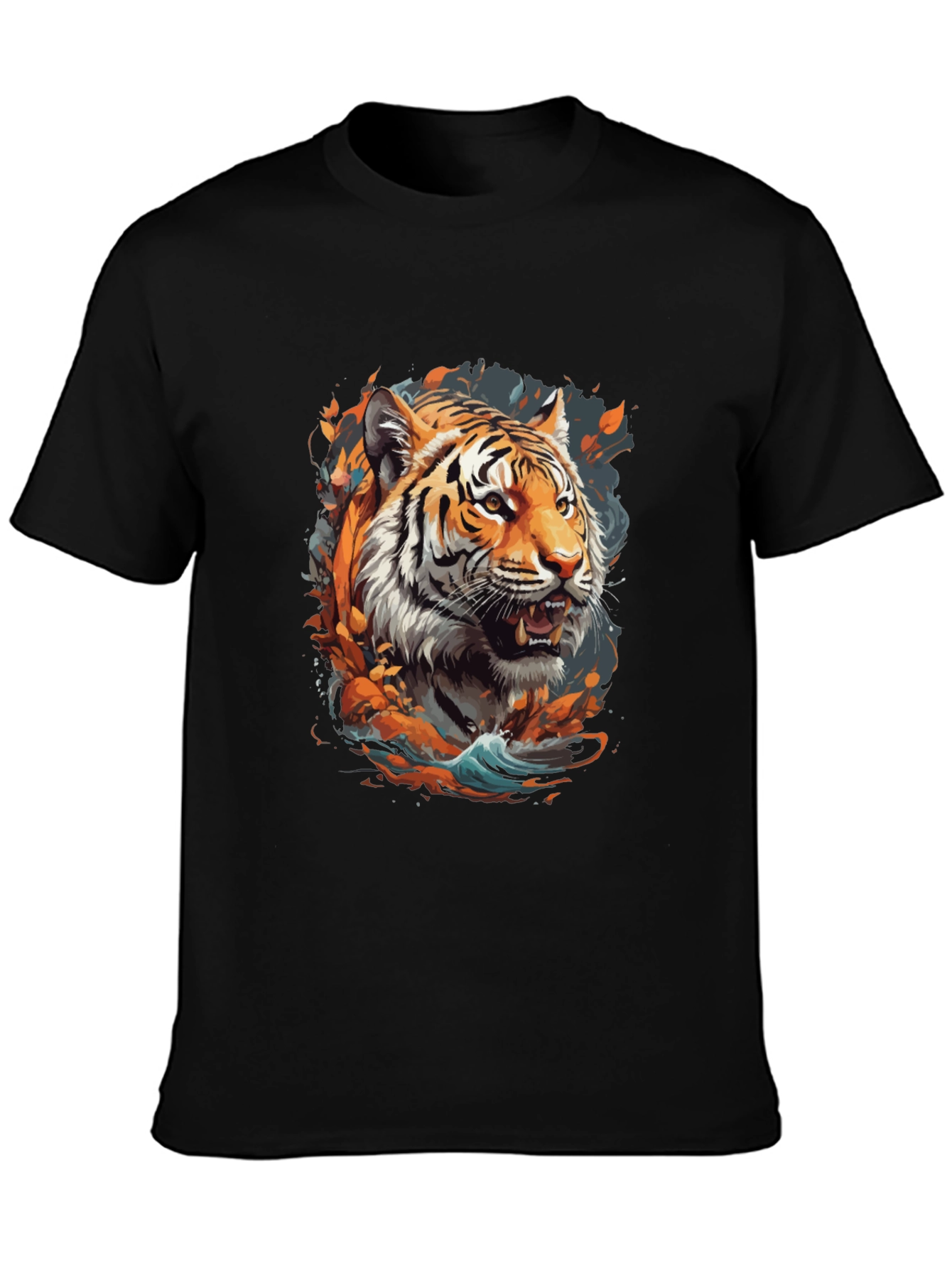 Tiger Graphic Print Crew Neck T-Shirt