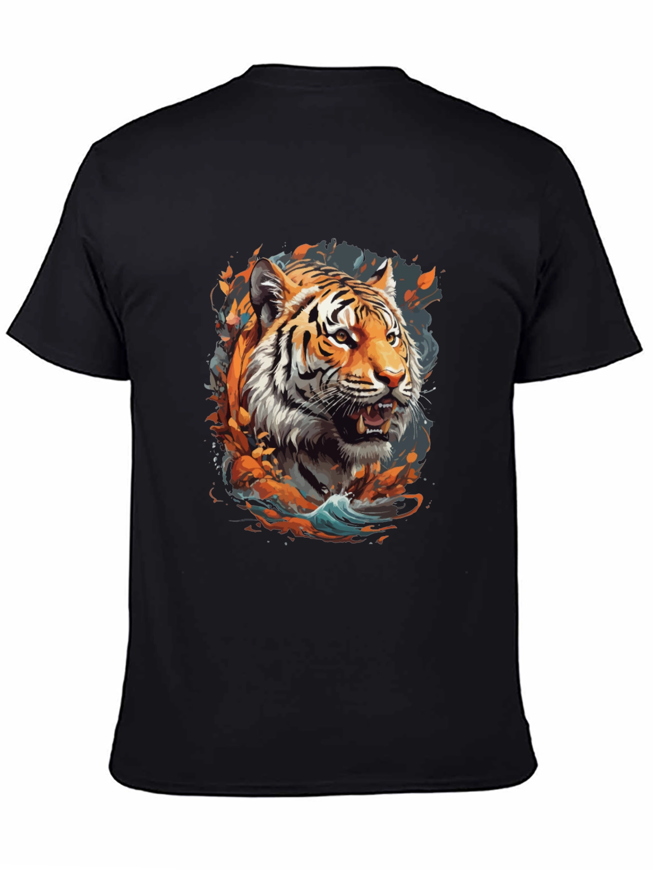 Tiger Graphic Print Crew Neck T-Shirt