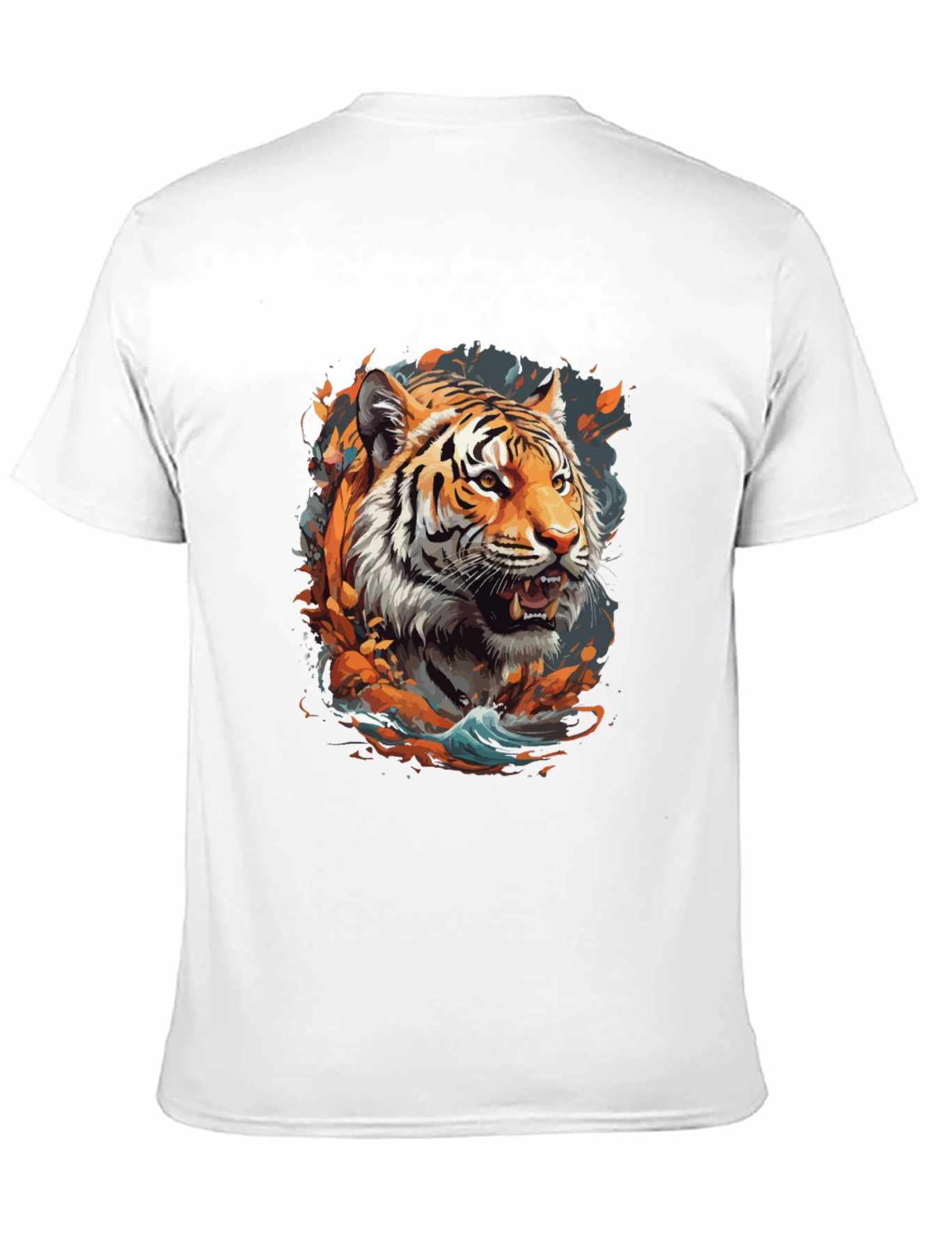 Tiger Graphic Print Crew Neck T-Shirt