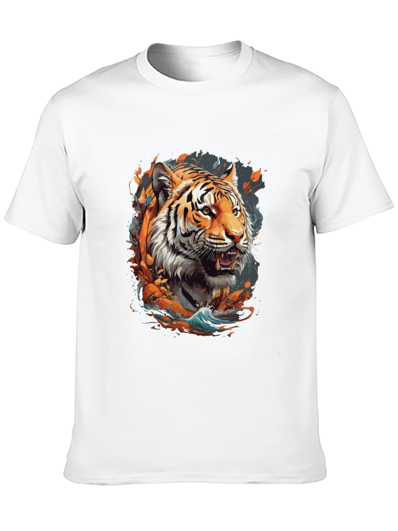 Tiger Graphic Print Crew Neck T-Shirt