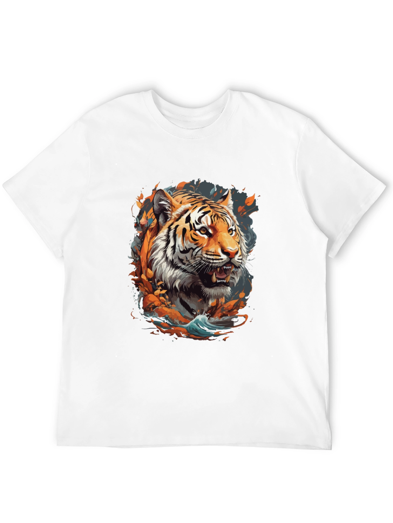 Tiger Graphic Print Crew Neck T-Shirt