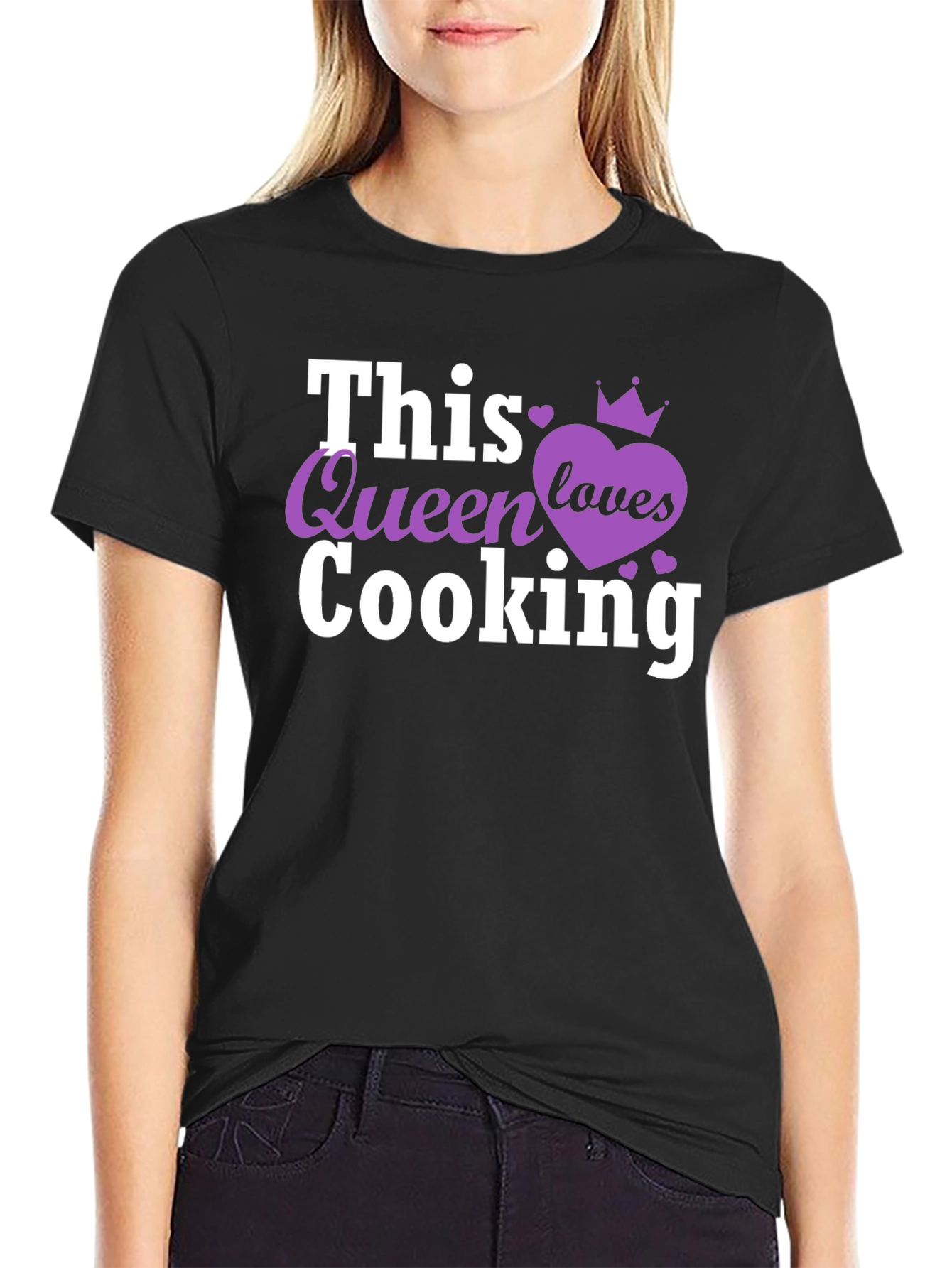 This Queen Loves Cooking Black T-Shirt
